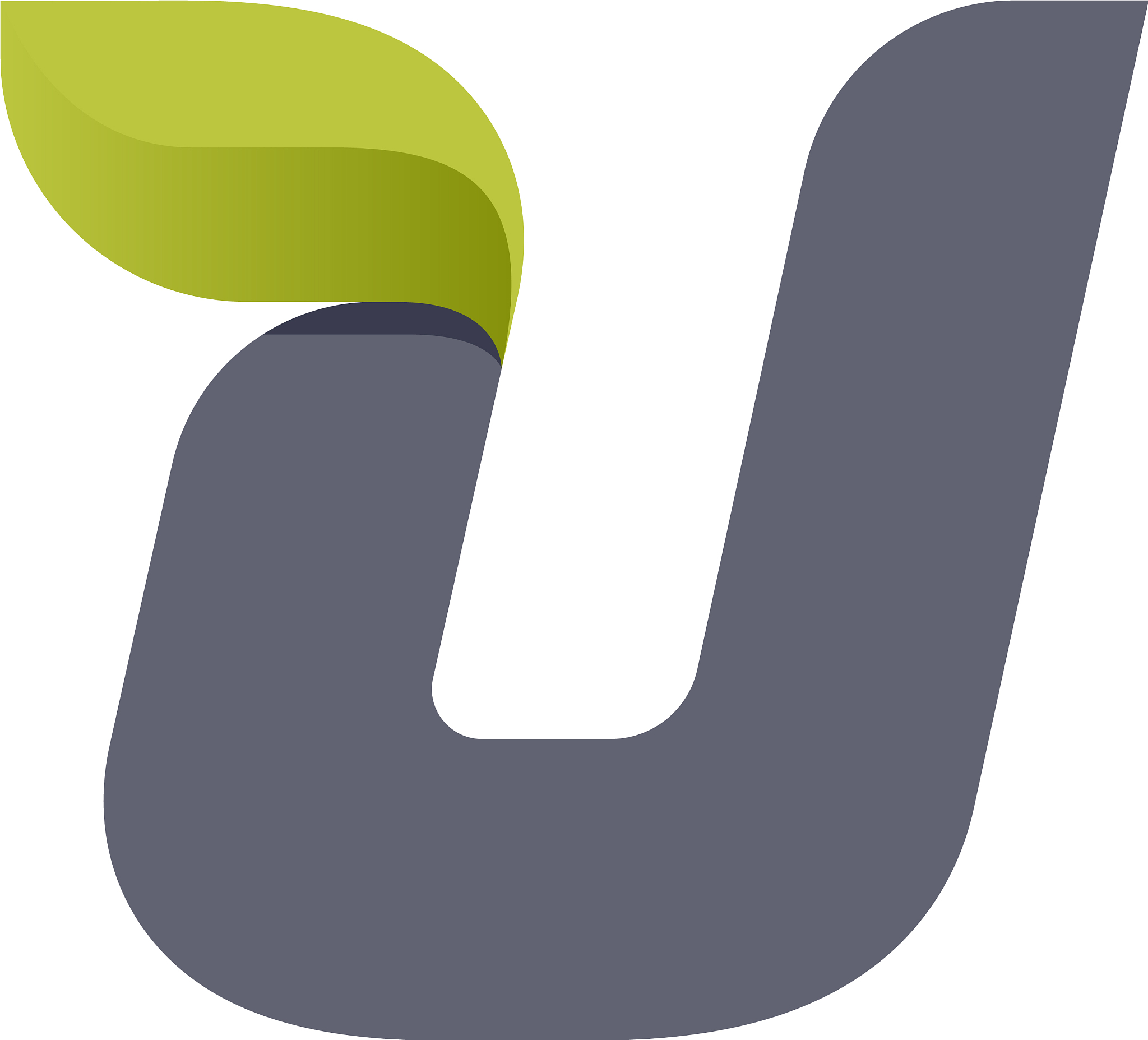 u letter eco logo with green leaf