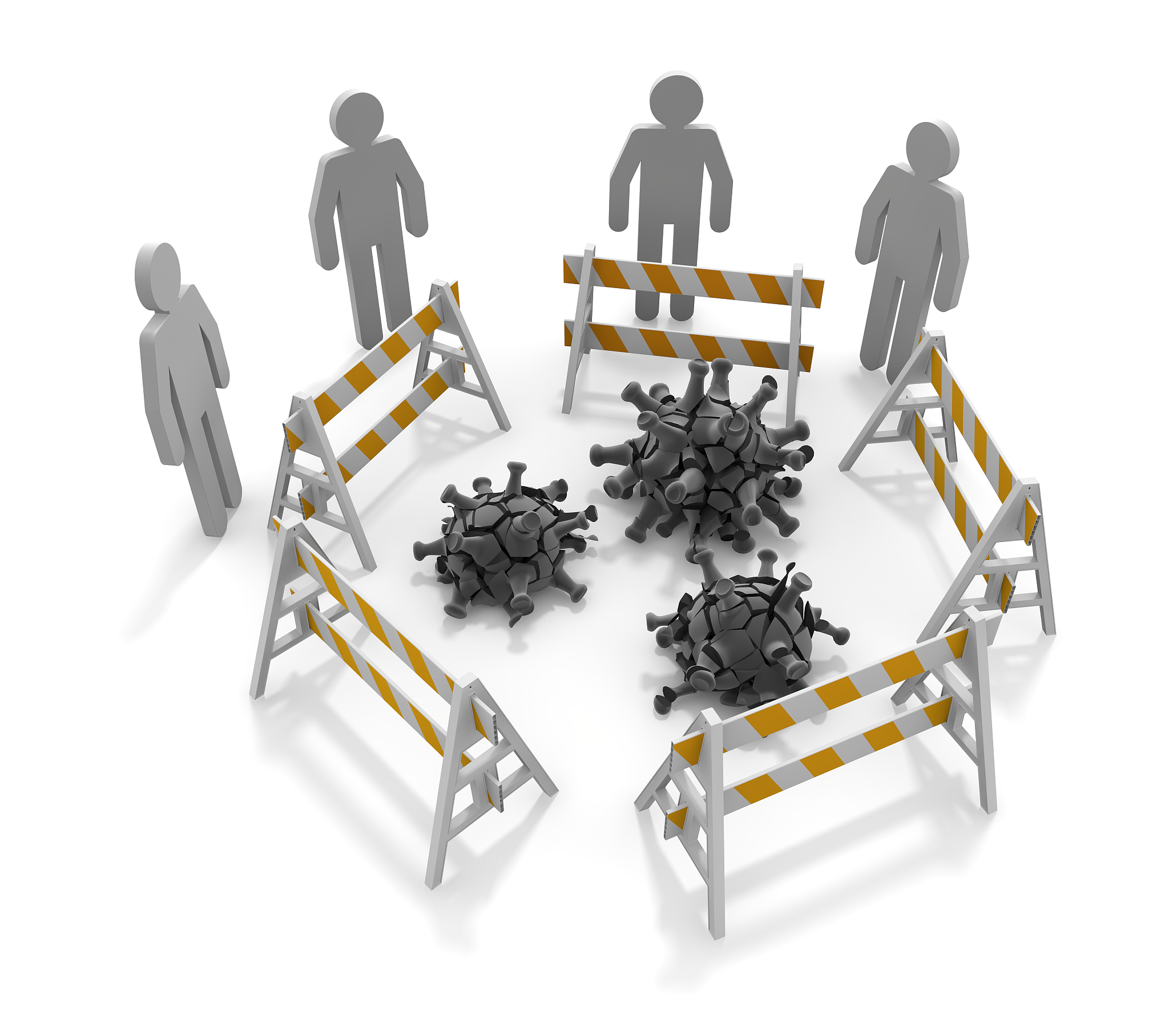 contain illness. win the virus. standing person. 3d rendering