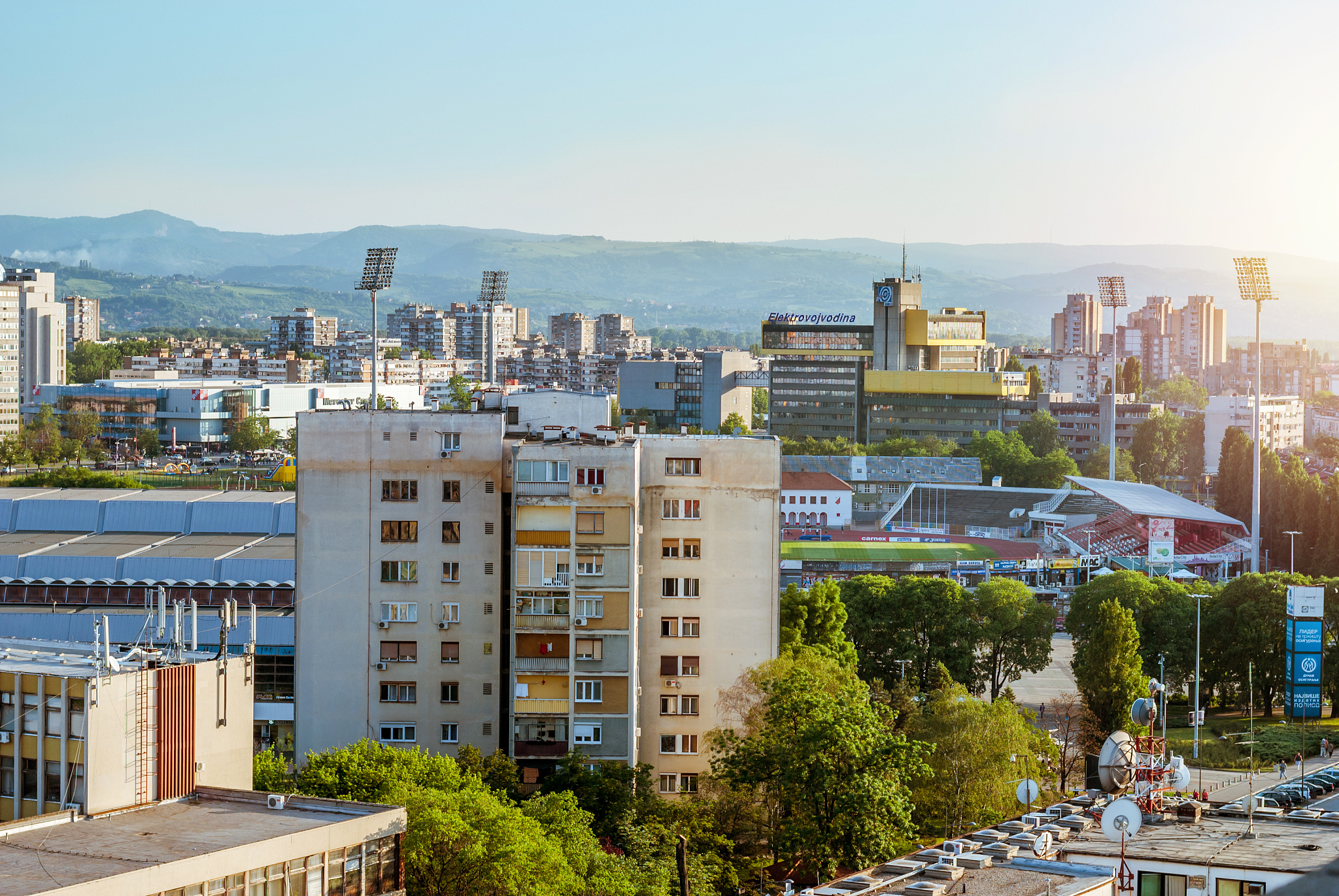 novi sad, serbia - may 15, 2013: panoramic view of novi sad, voj