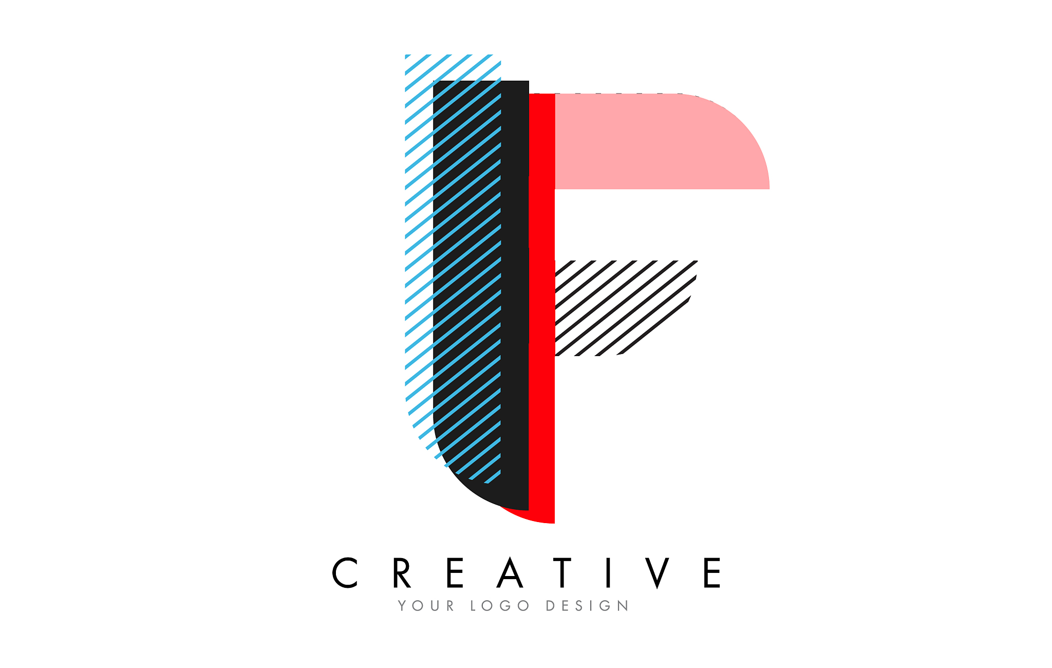 f letter with an abstract pop art logo design