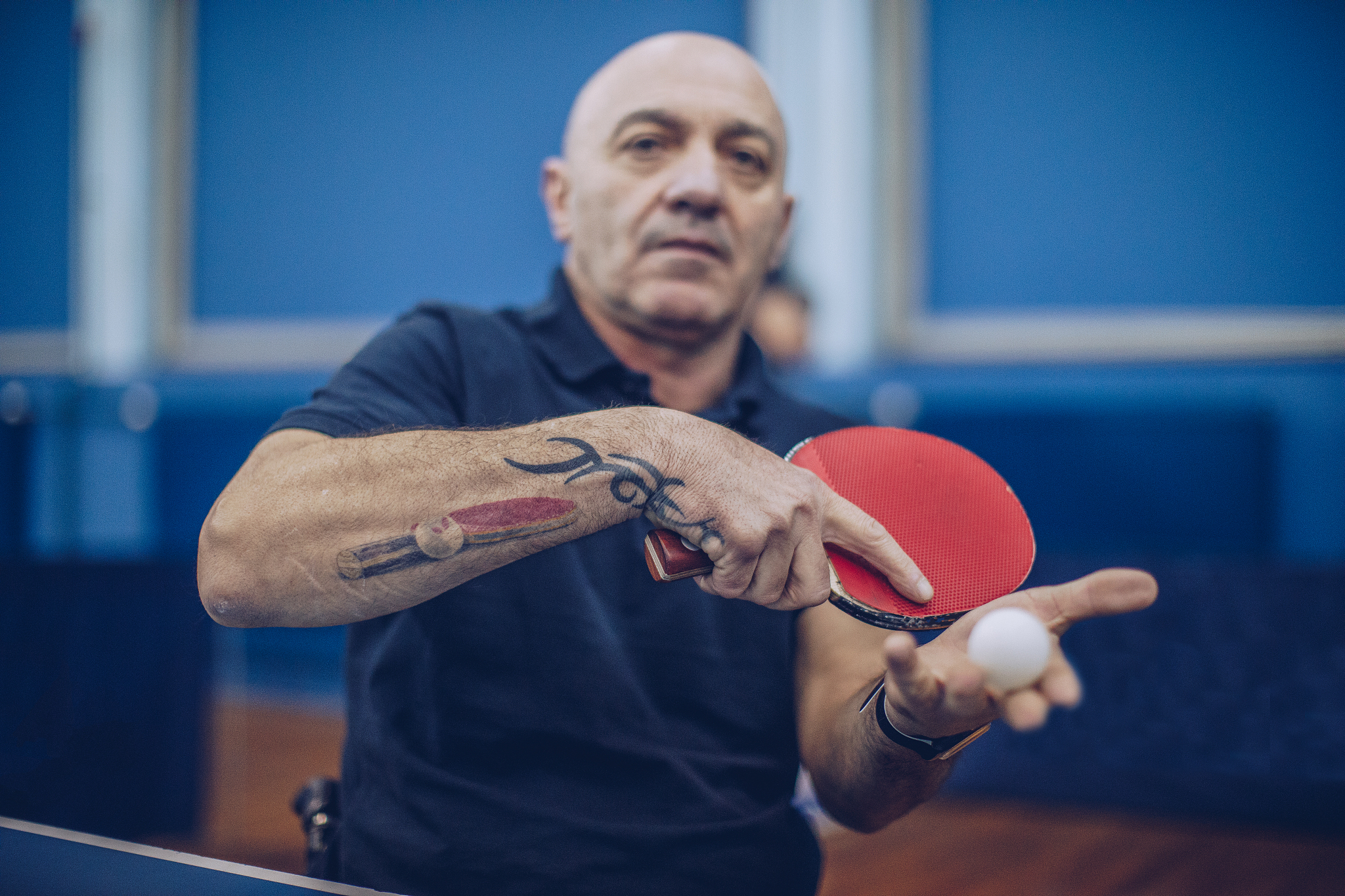 mature table tennis player