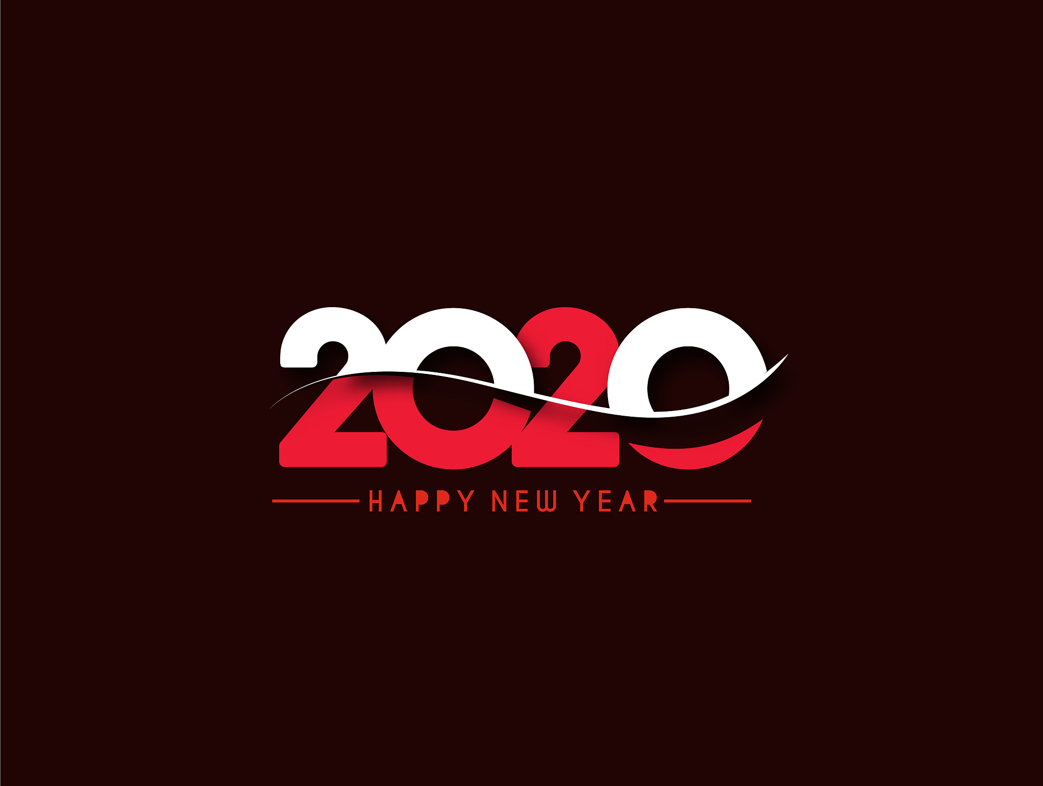 happy new year 2020 text typography design