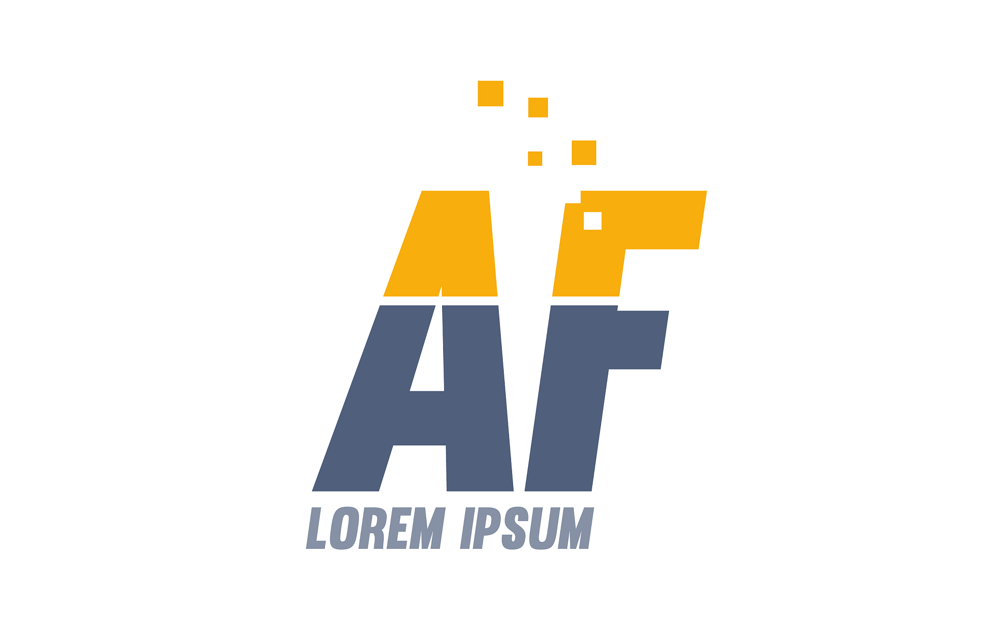 yellow blue af a f alphabet letter logo company