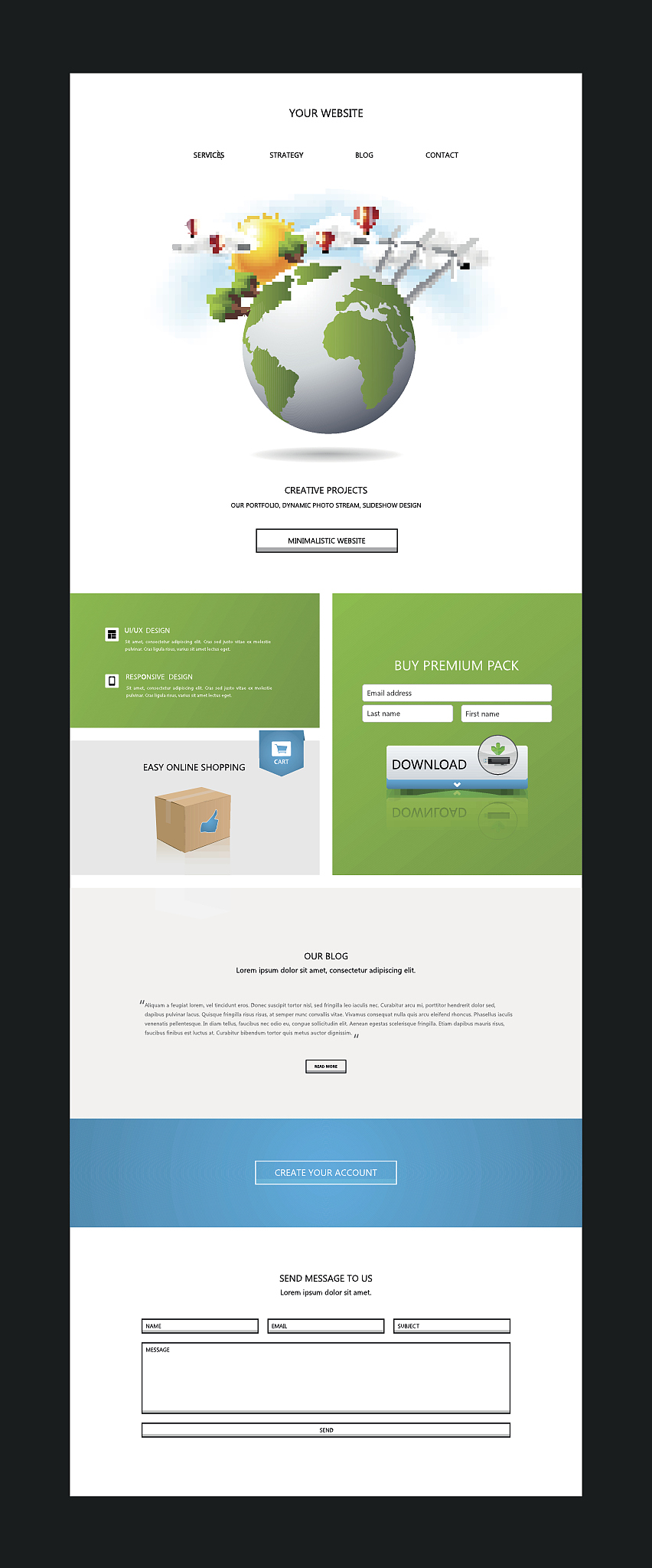 one page website design template