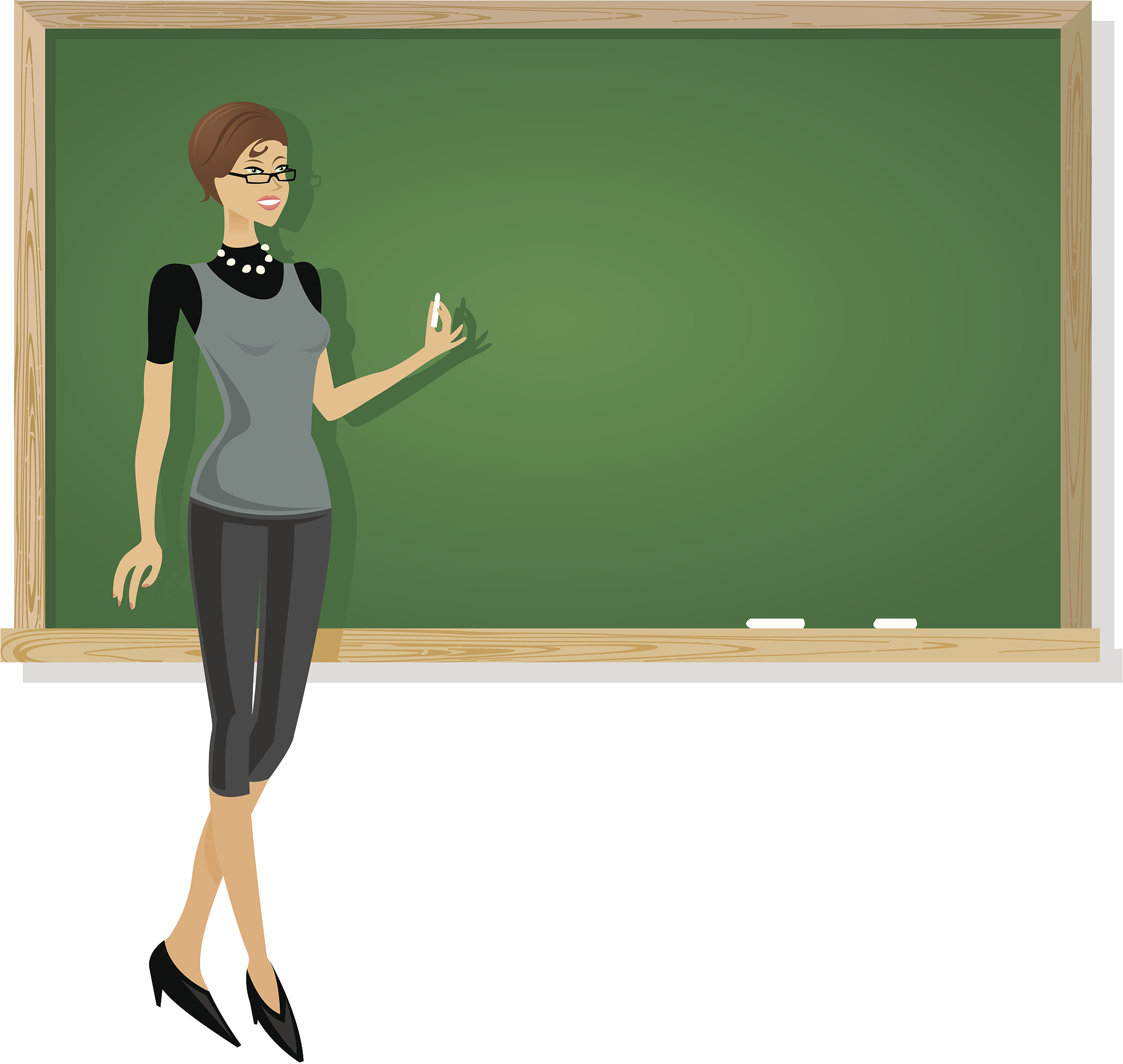 school teacher at chalkboard