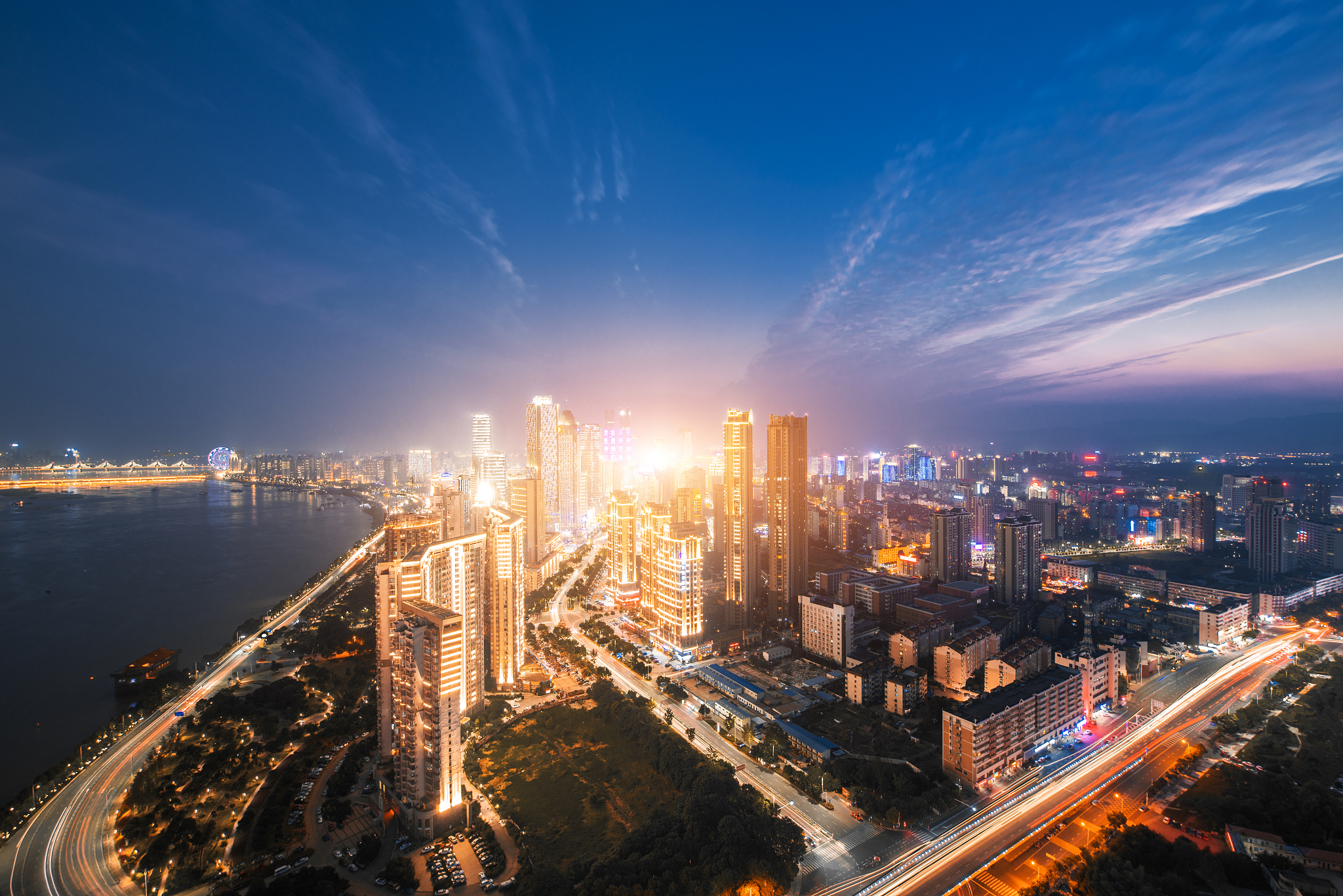sky night view of the city night, china nanchang
