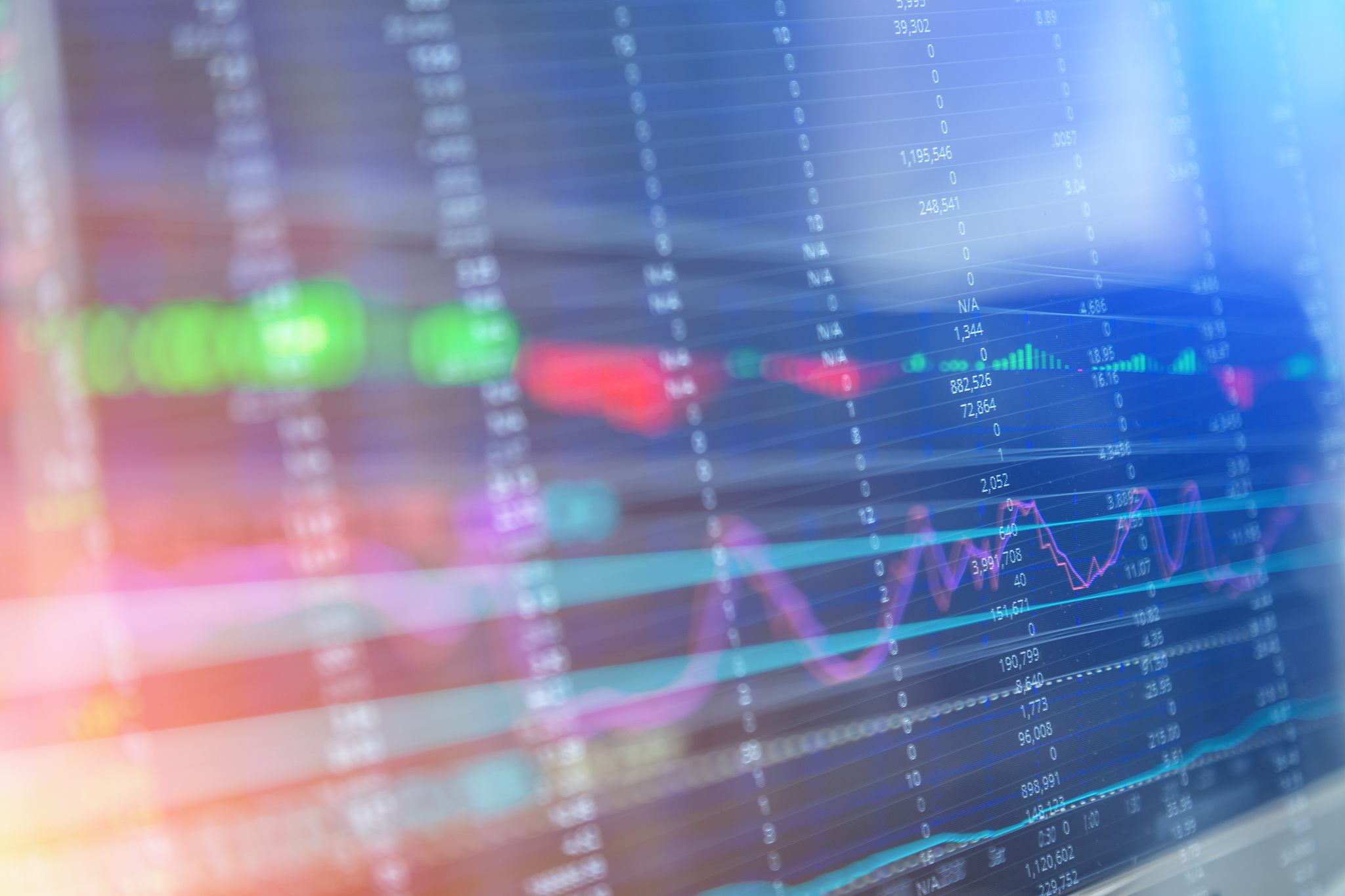 display of stock market quotes