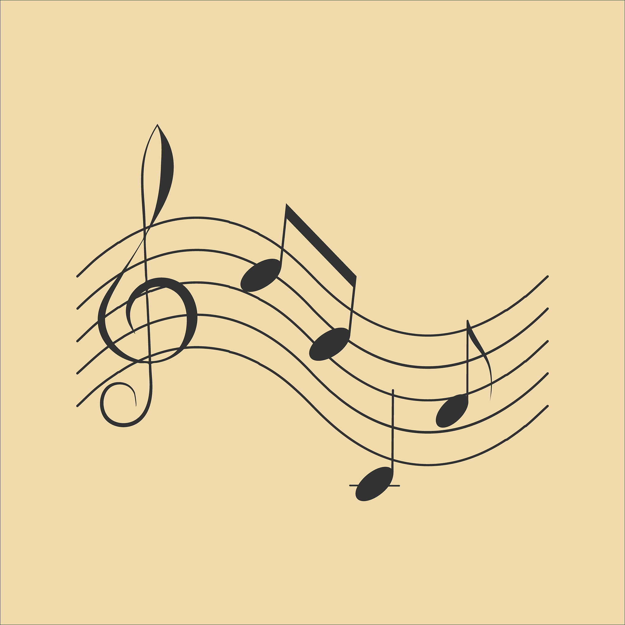 icon symbol of music notes on gold light background