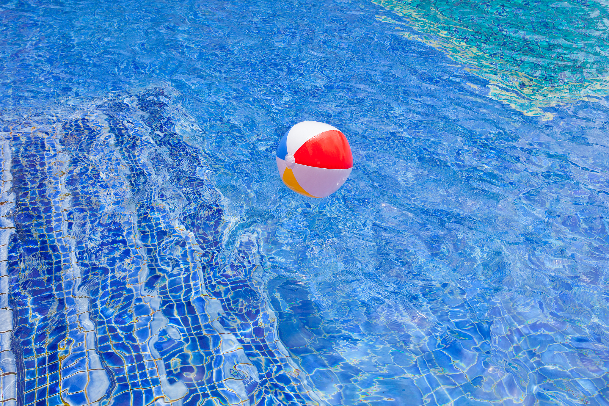 colorful ball floating in swimming pool