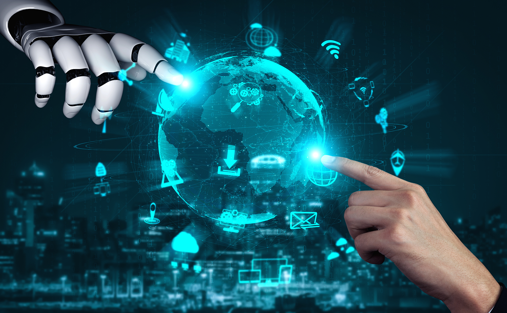 future artificial intelligence robot and cyborg.