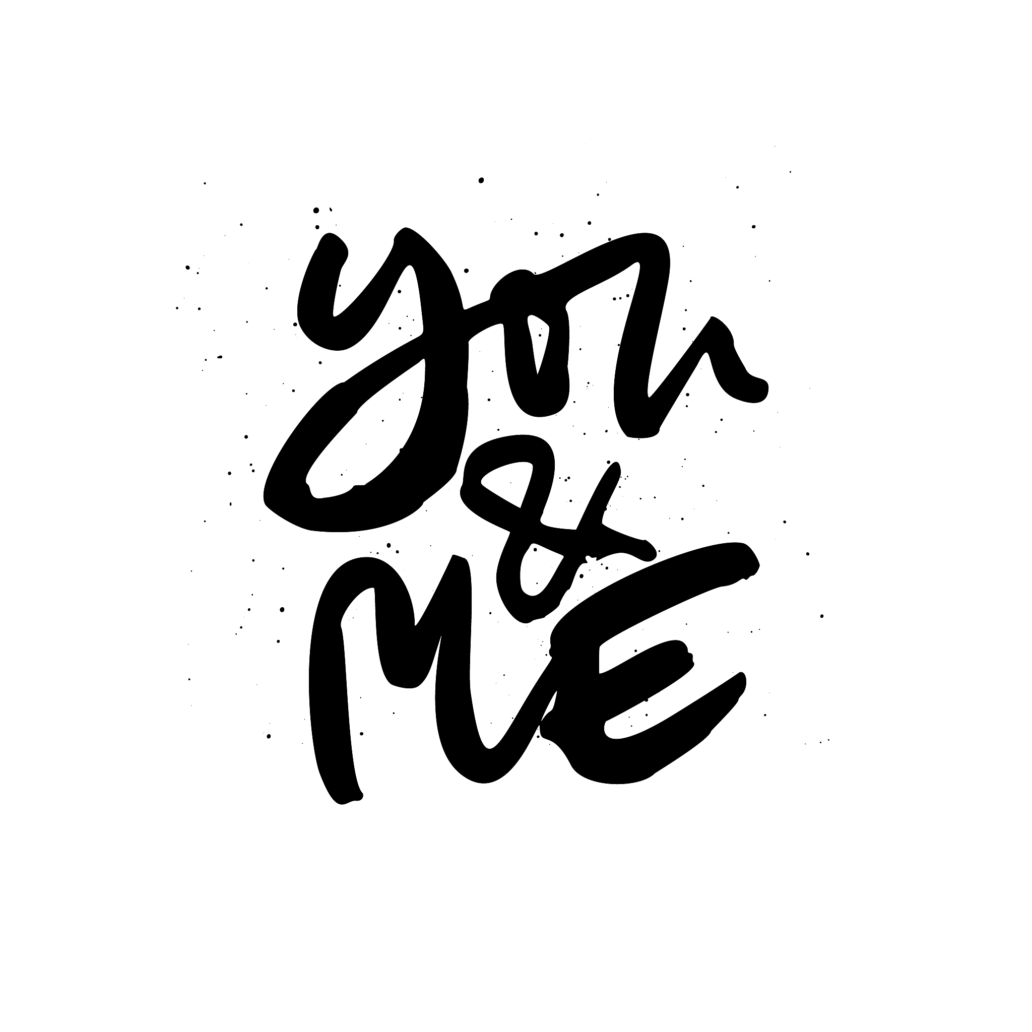 you and me handdrawn lettering