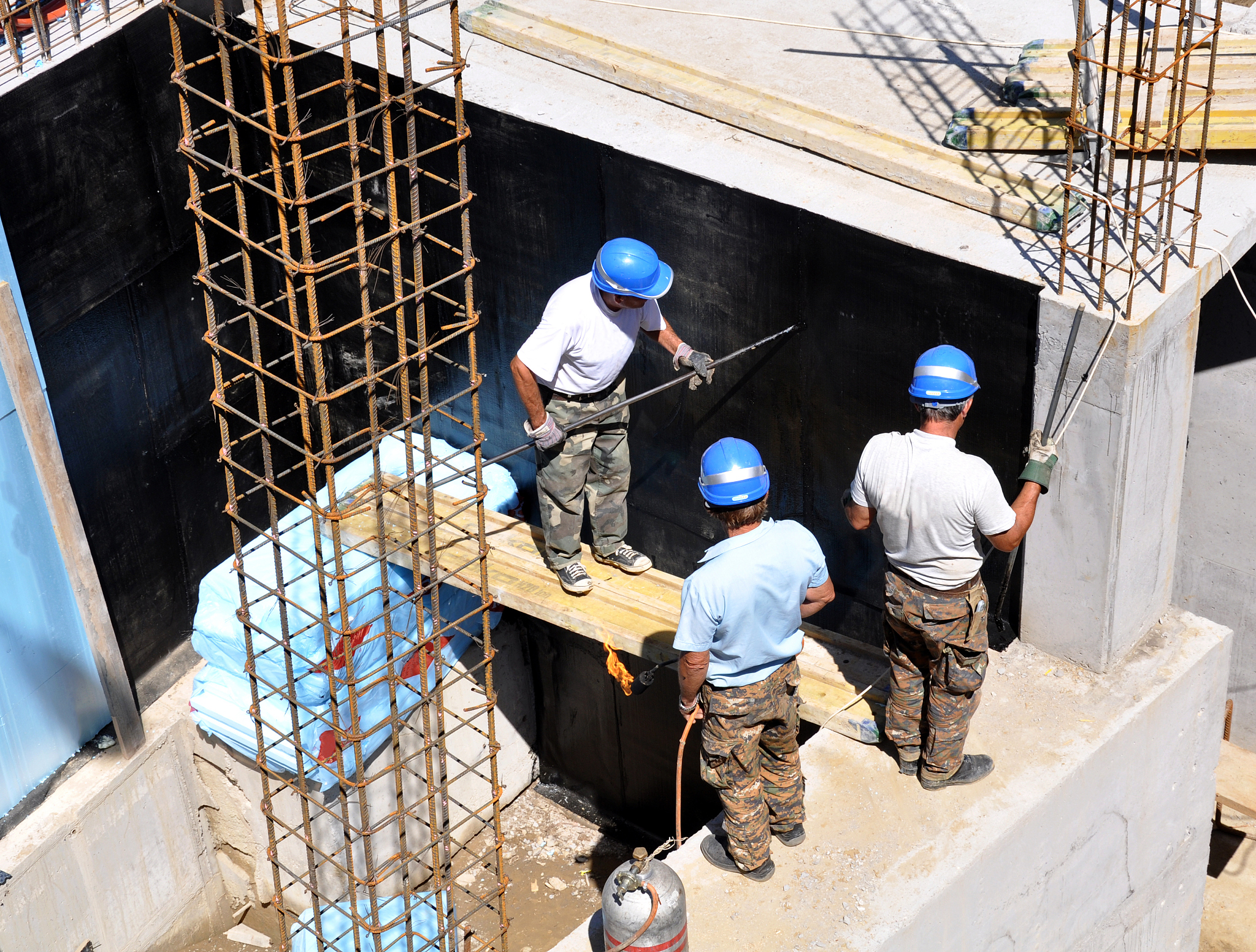 working at a construction site