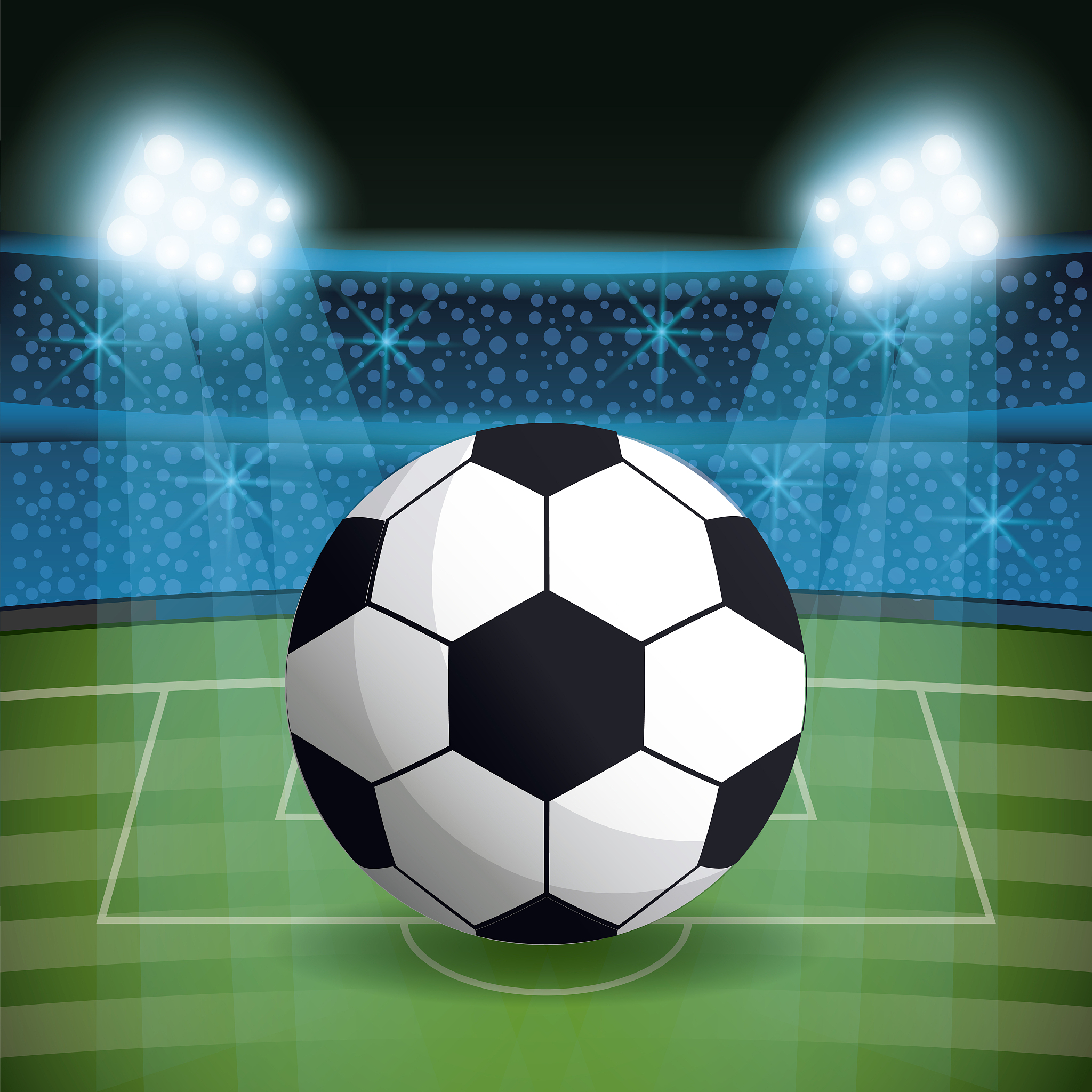 soccer ball on stadium with fans