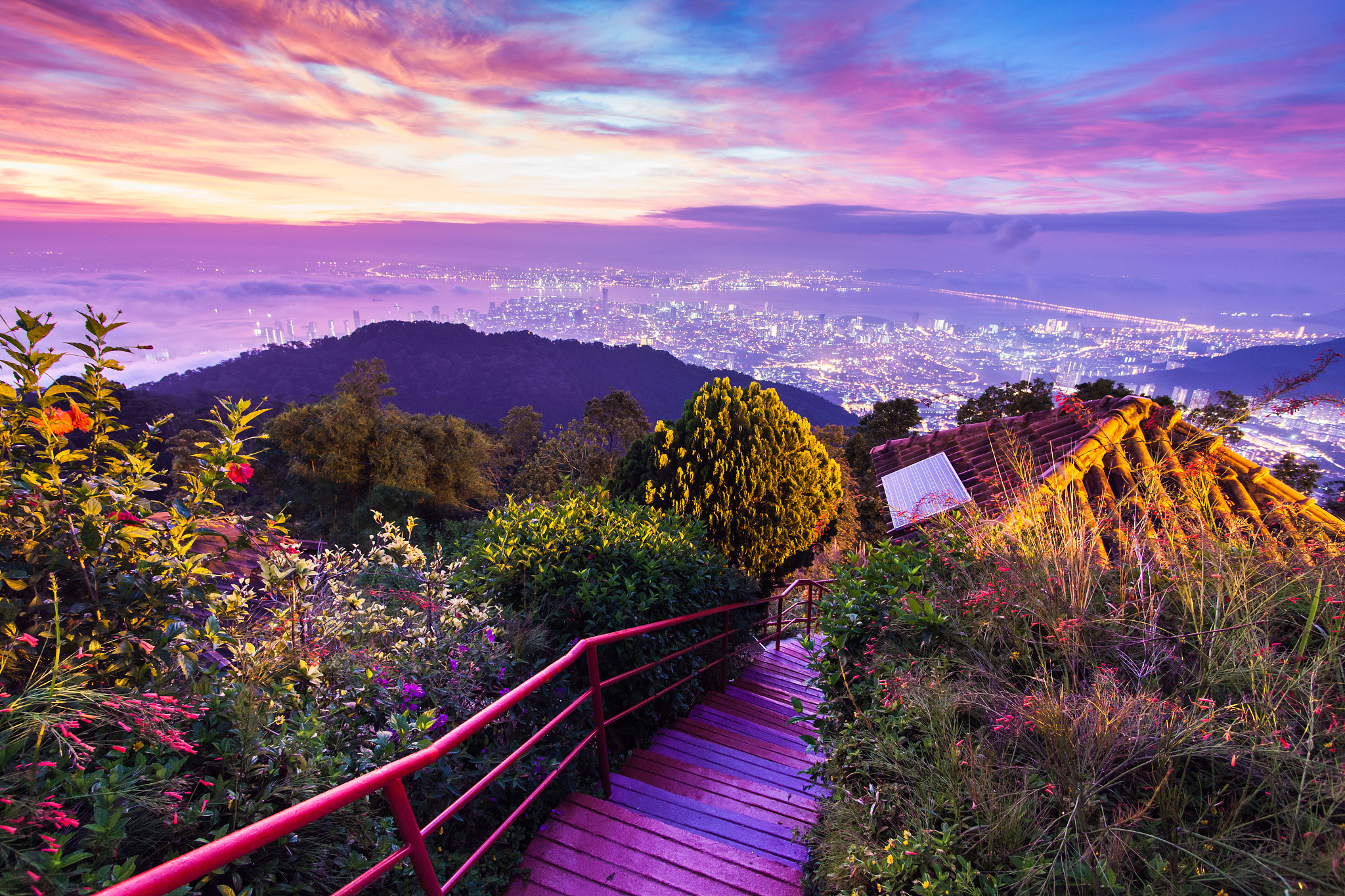 george town city view from penang hill during dawn