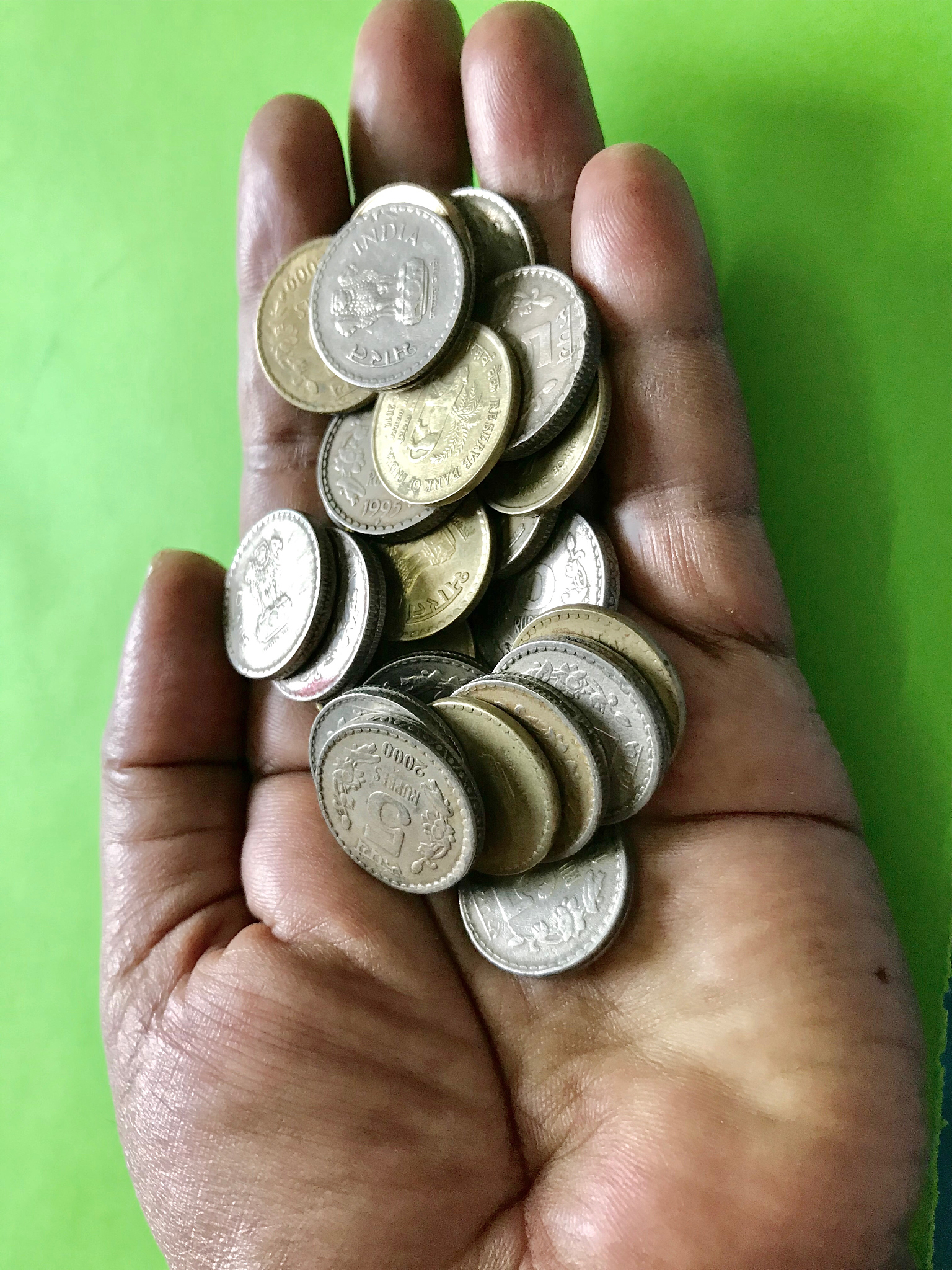 a handful of coins