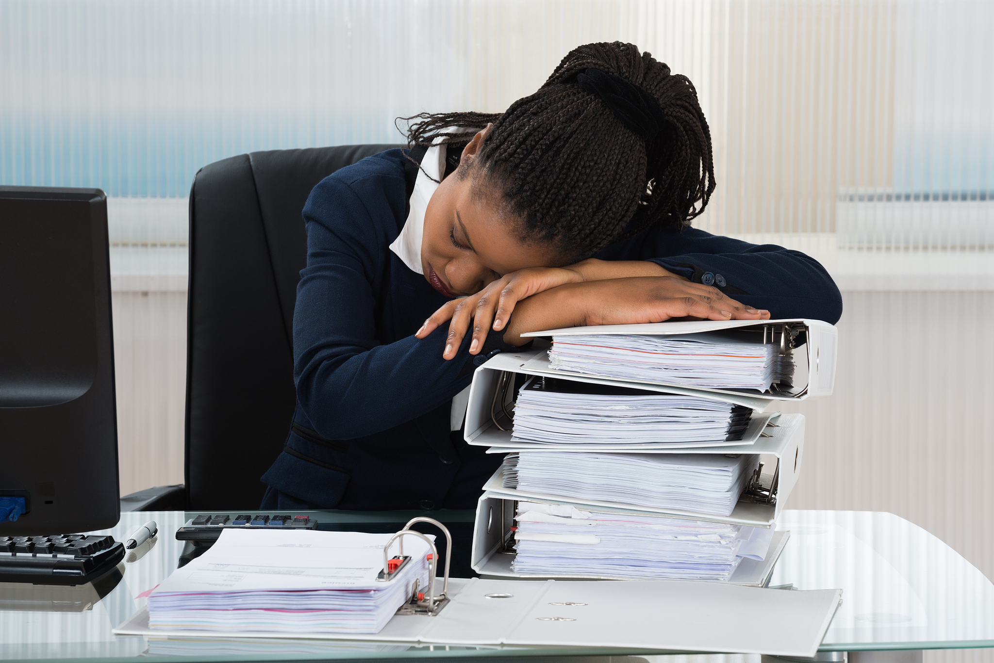 young businesswoman sleeping