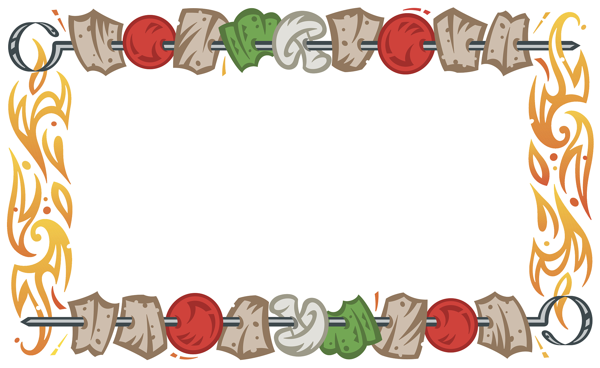 border, kabobs and flames color