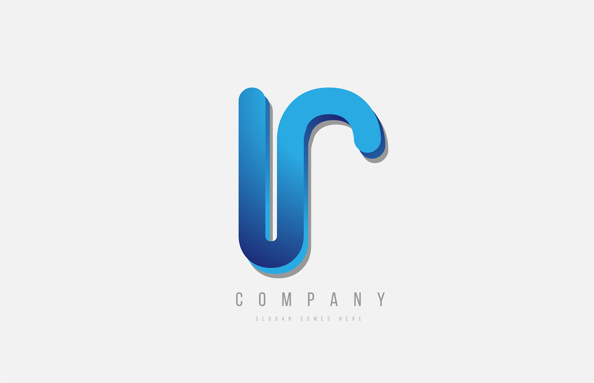 3d line blue r letter logo alphabet for icon
