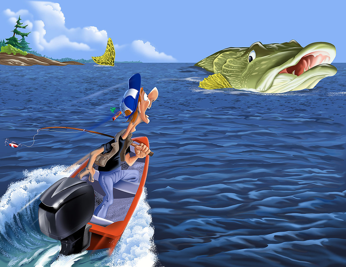 惊险邂逅：湖中怪鱼的追逐与抉择