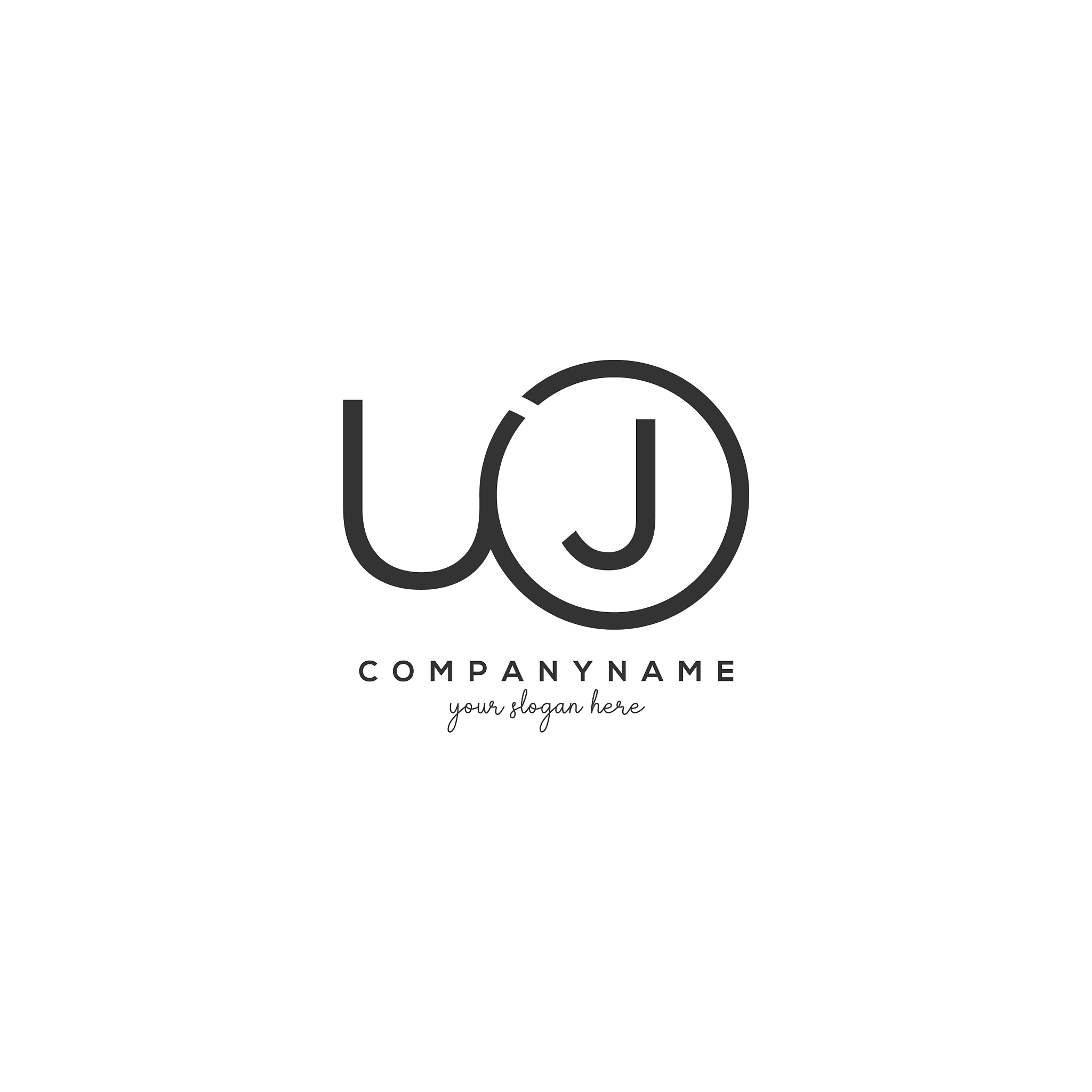 initial uj letter logo with circle template