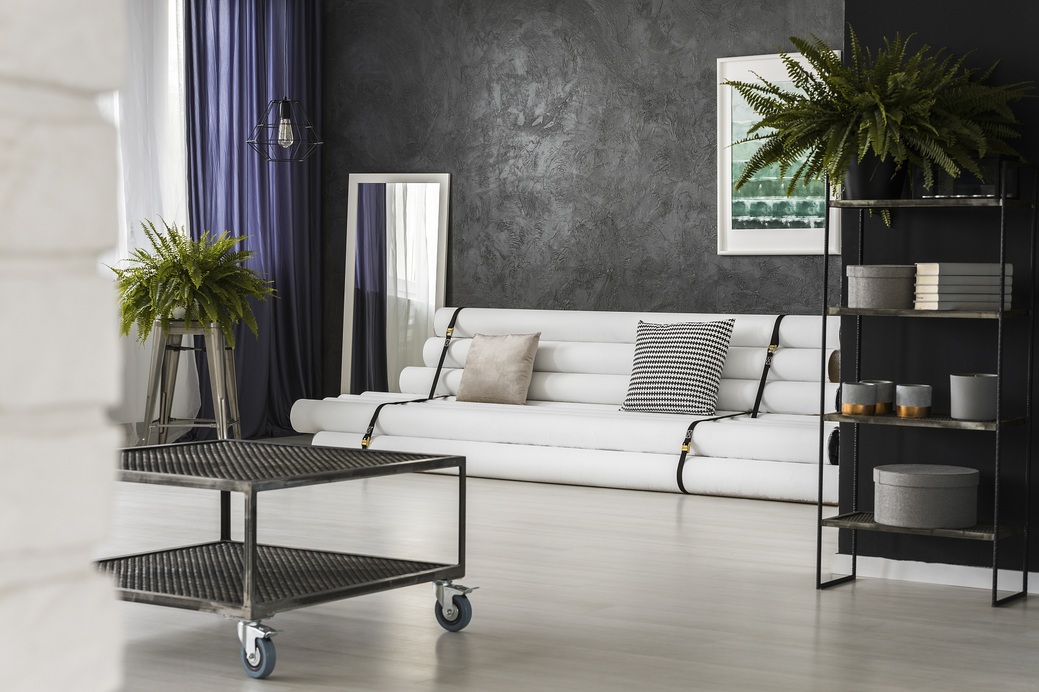 industrial table in living room