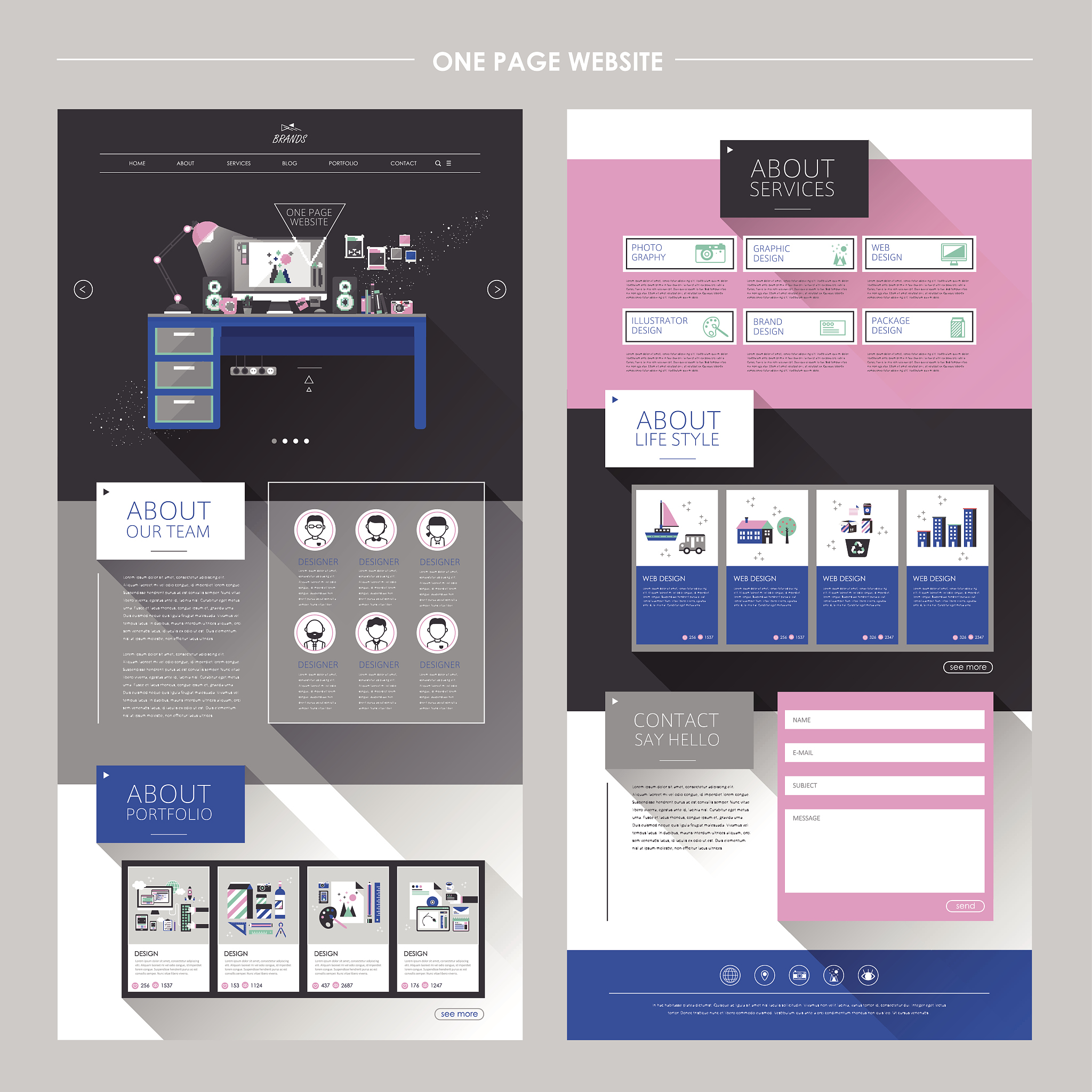 lovely workplace one page website design template
