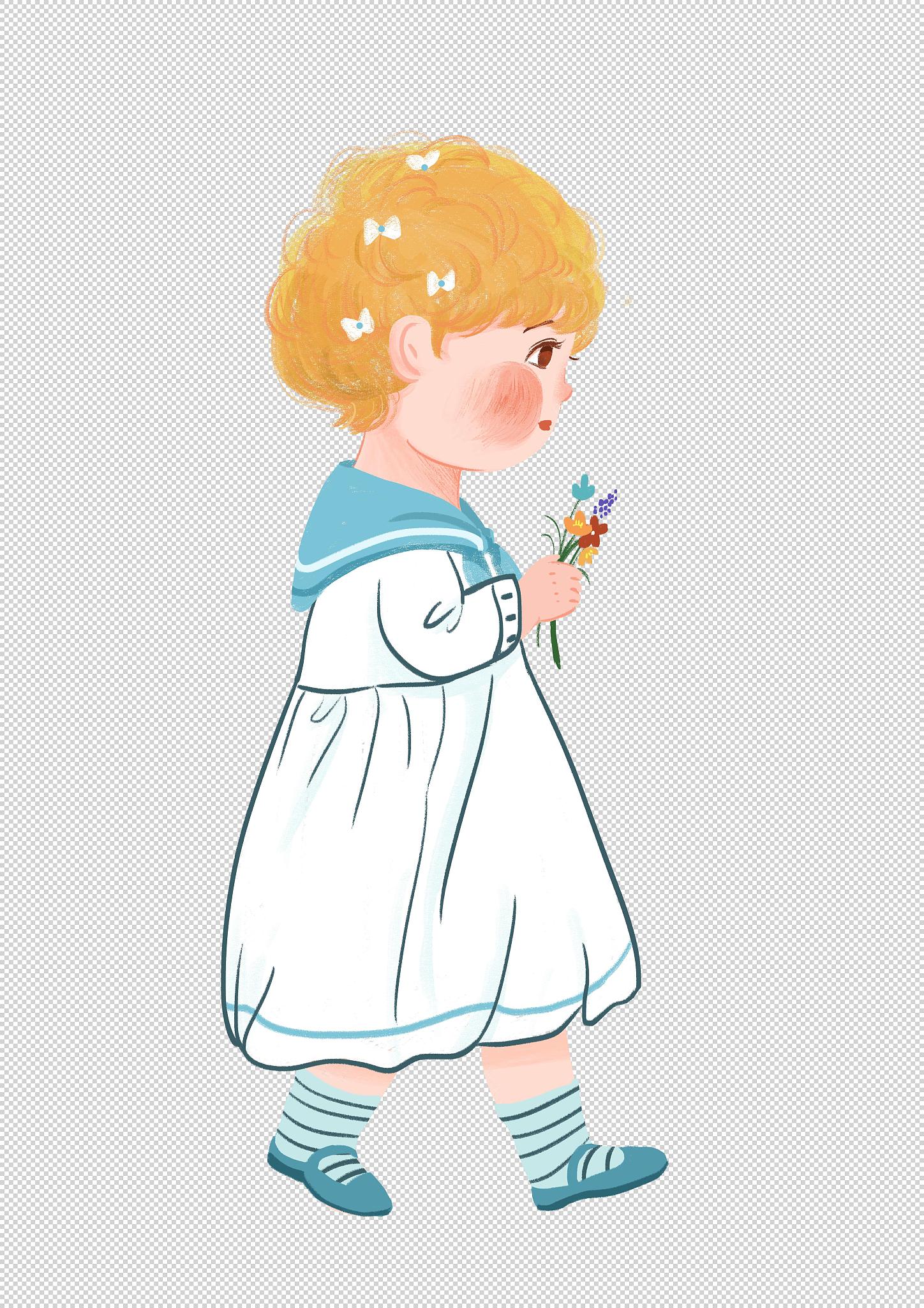 宫崎骏风格 复古动漫插画：红衣少女与蓝衣少年