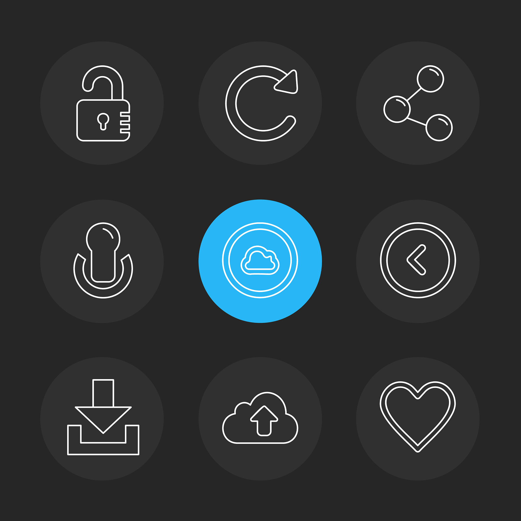 multimedia sound buttons eps icons set