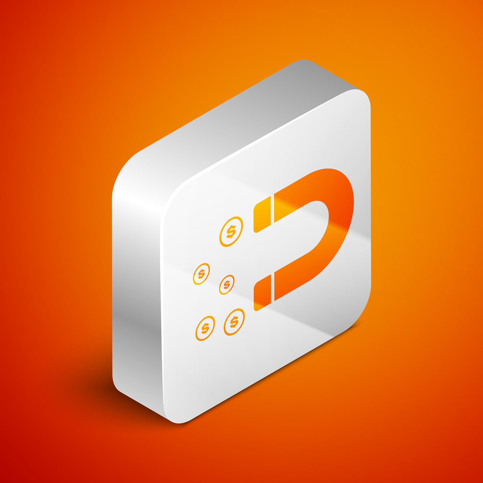 isometric magnet with money icon isolated on