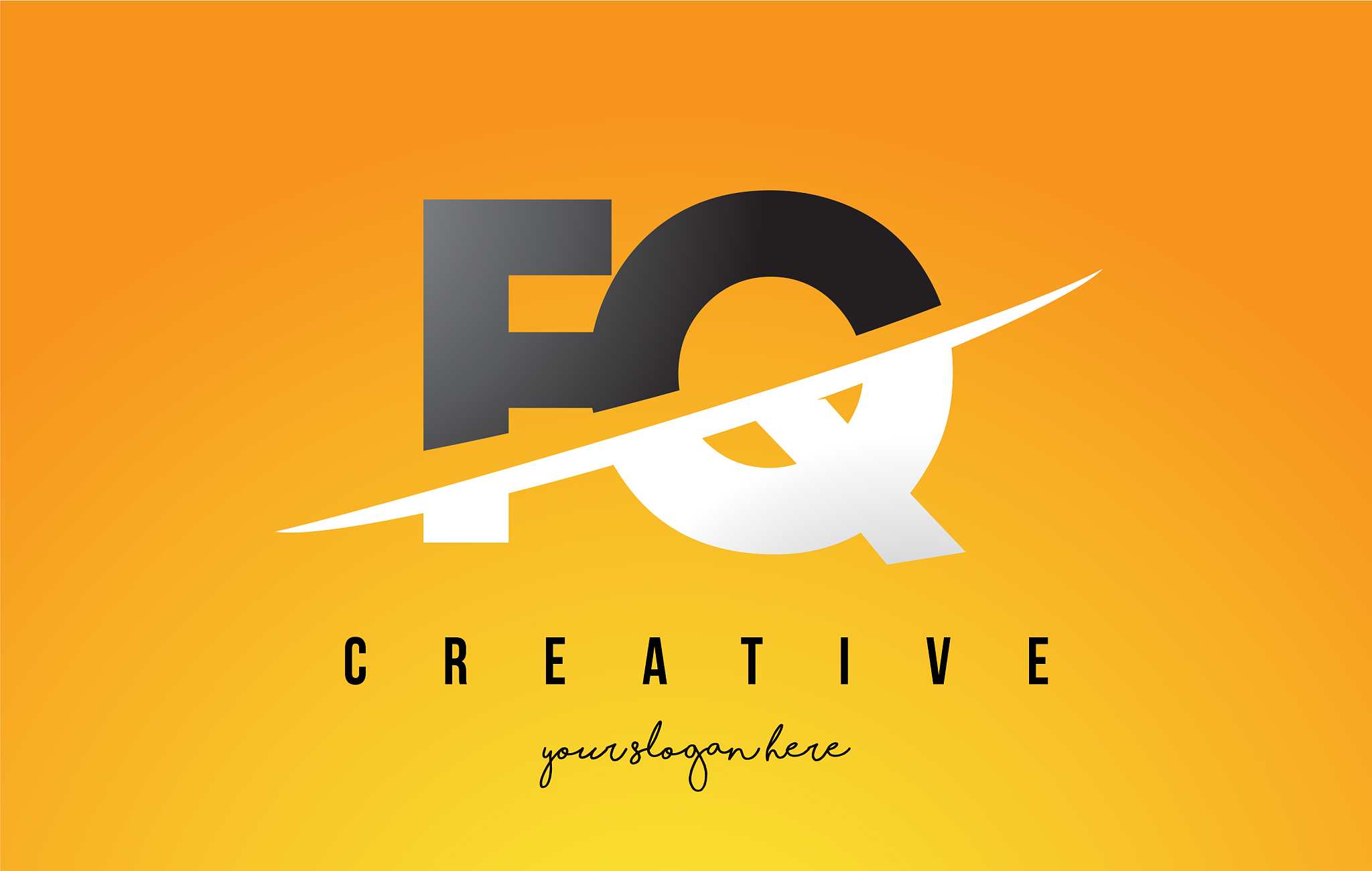 fq f q letter modern logo design with yellow