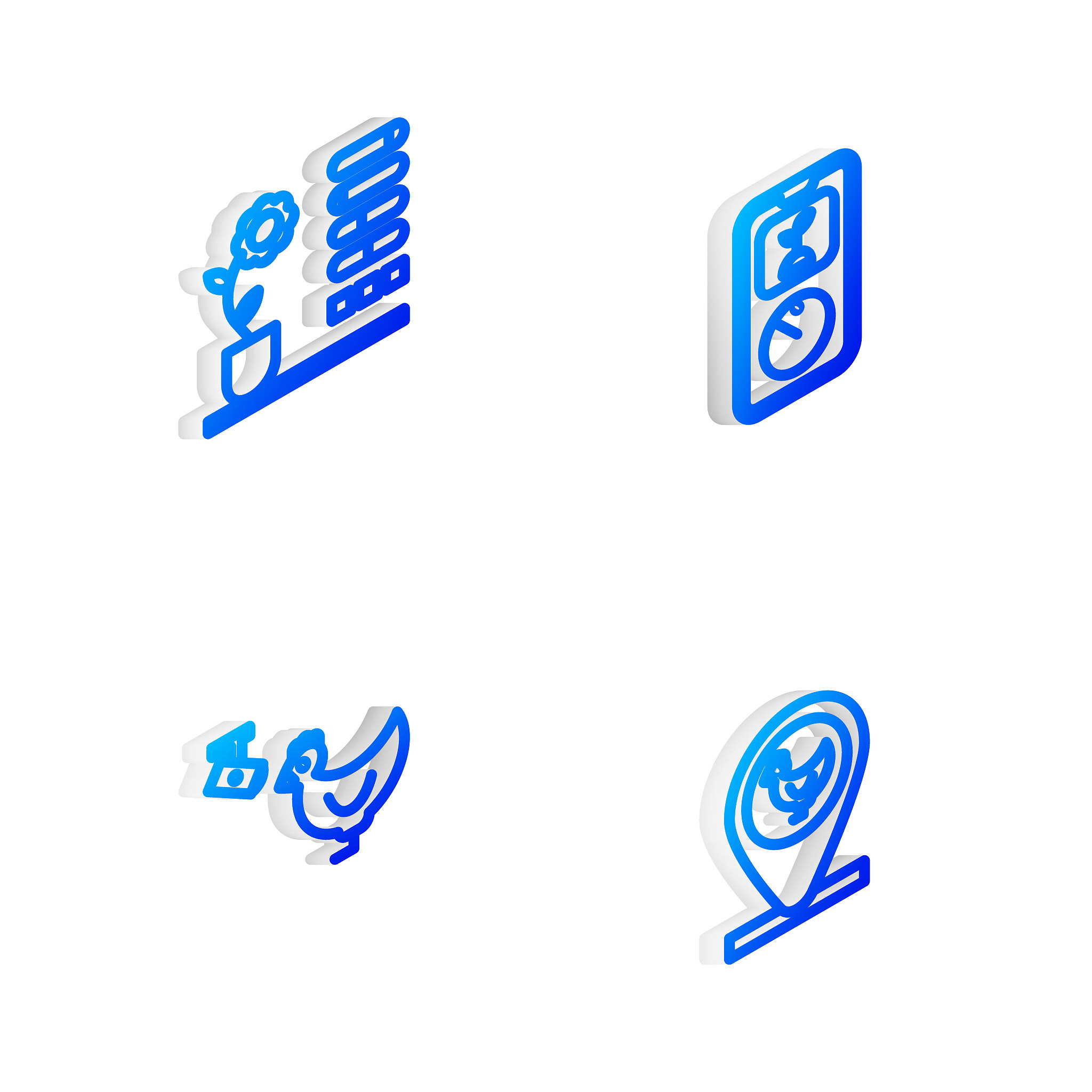 set isometric line smart farming technology, flower status, chic
