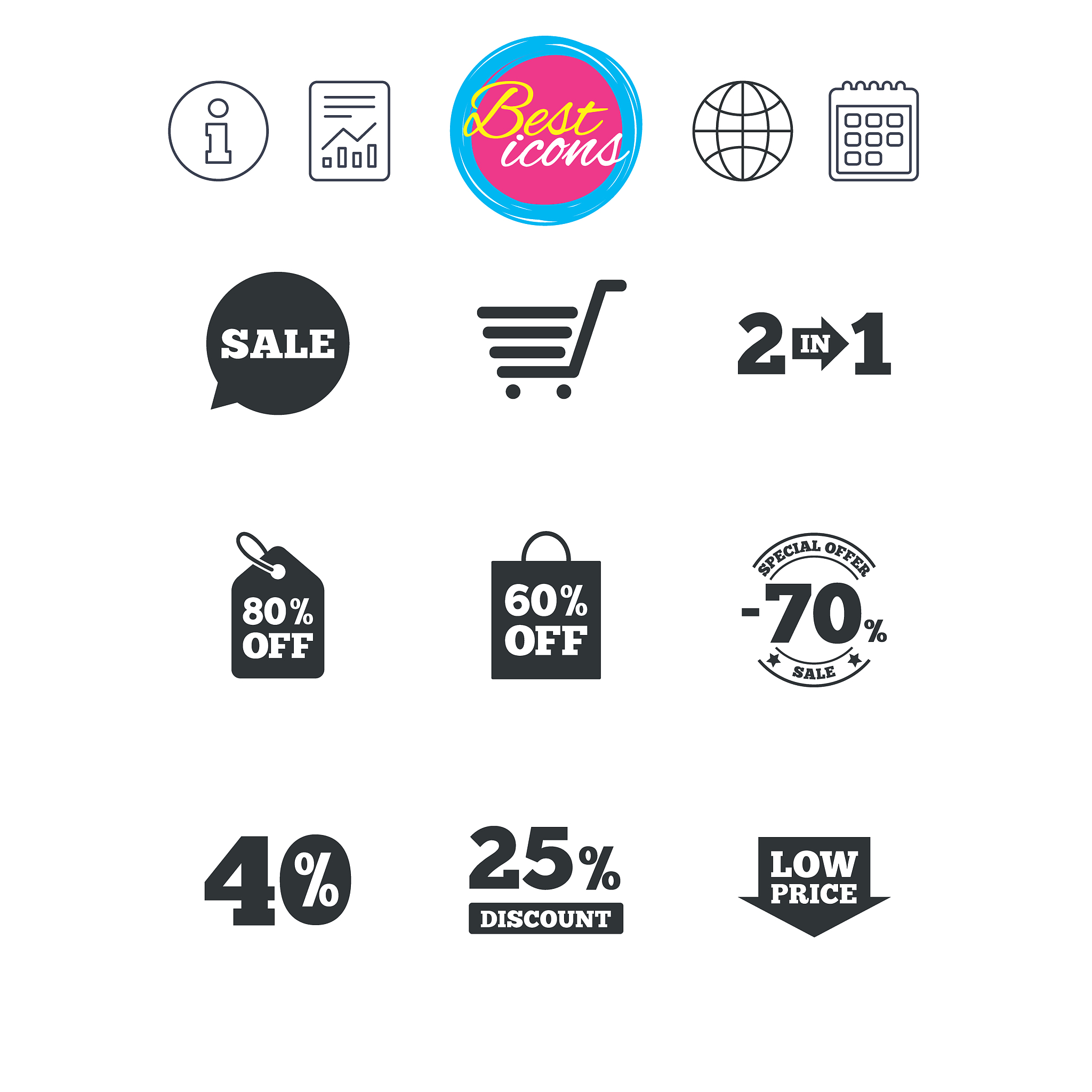 sale discounts icon shopping deal signs