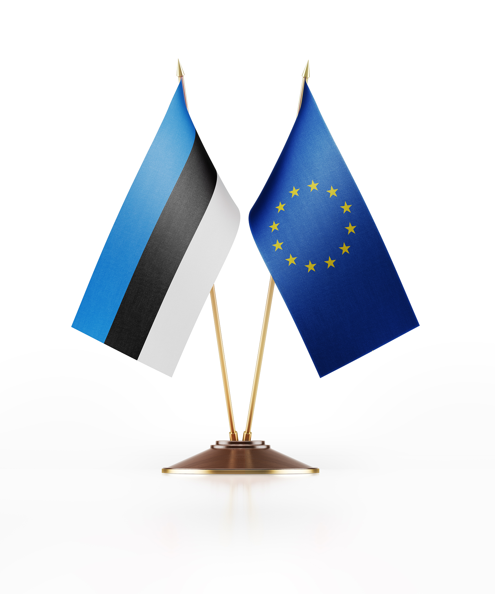 miniature flag  of estonia and european union