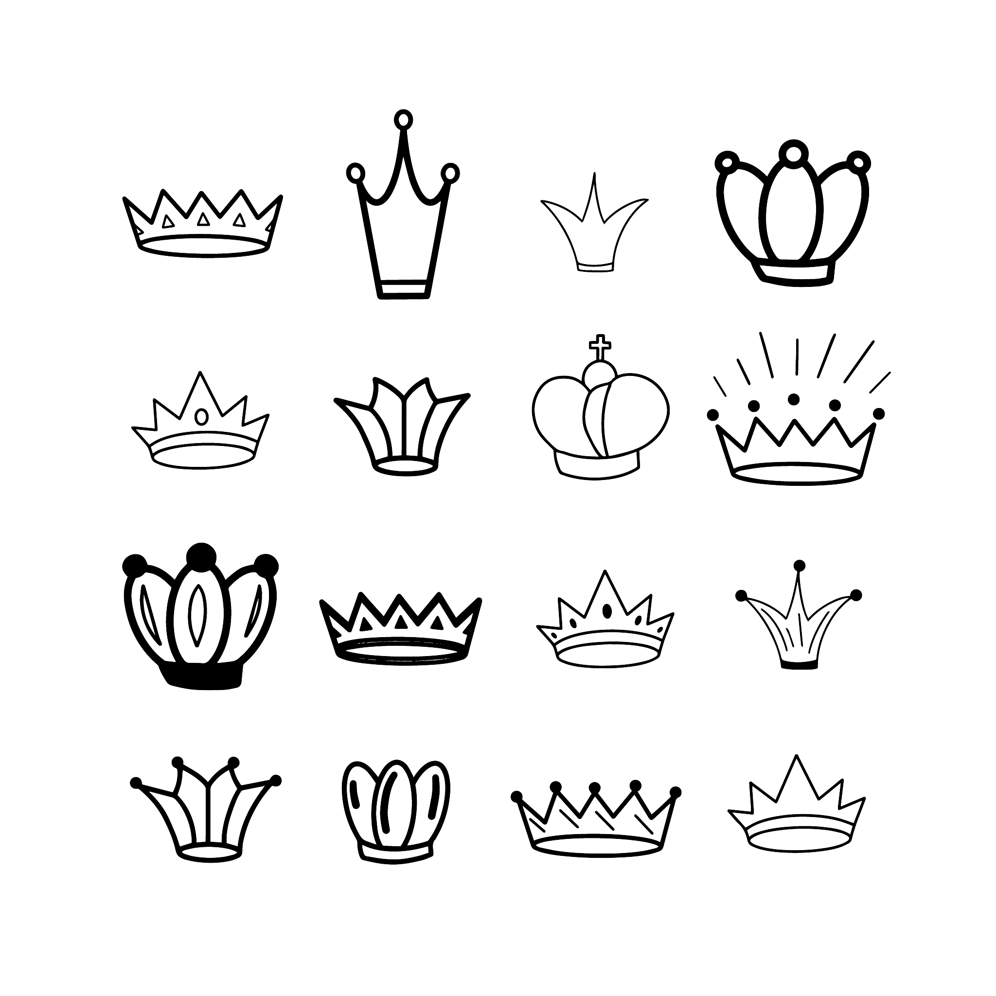crowns. tiara. diadem. sketch crown. hand drawn queen tiara, kin