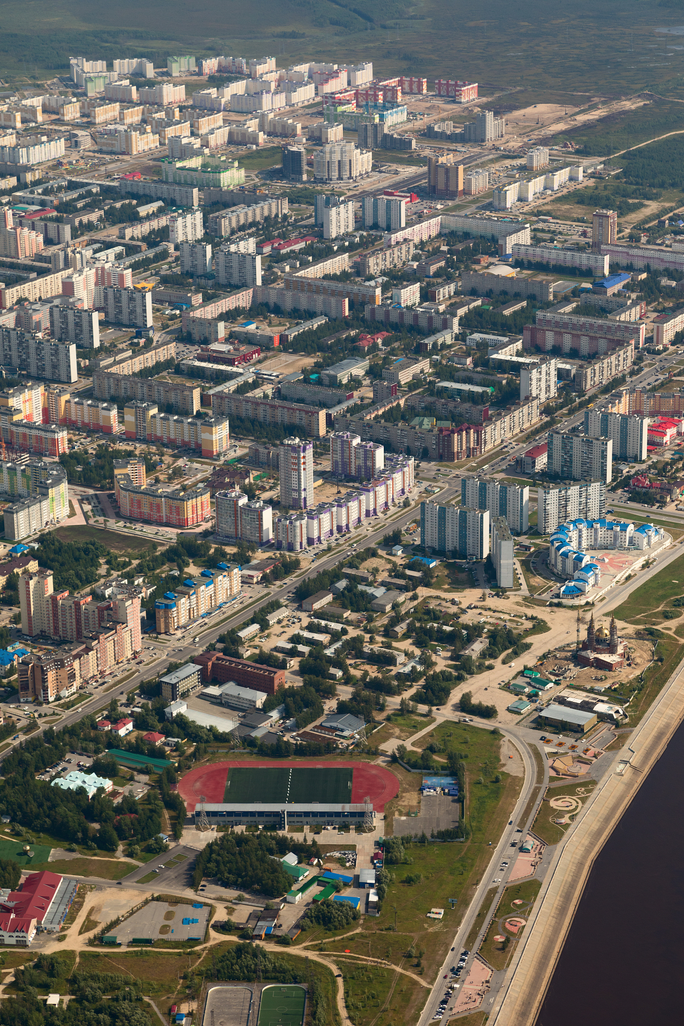 top view the city of nizhnevartovsk in spring