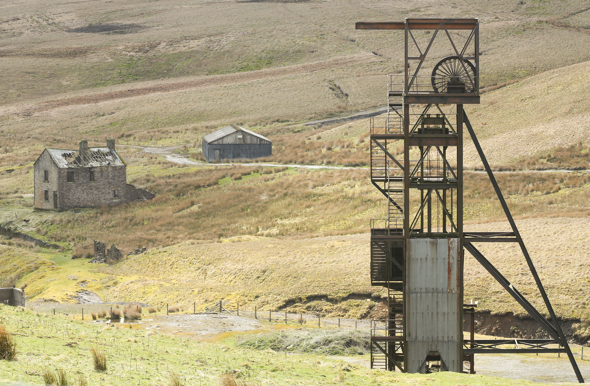 an abandoned mining scene in county durham, england.