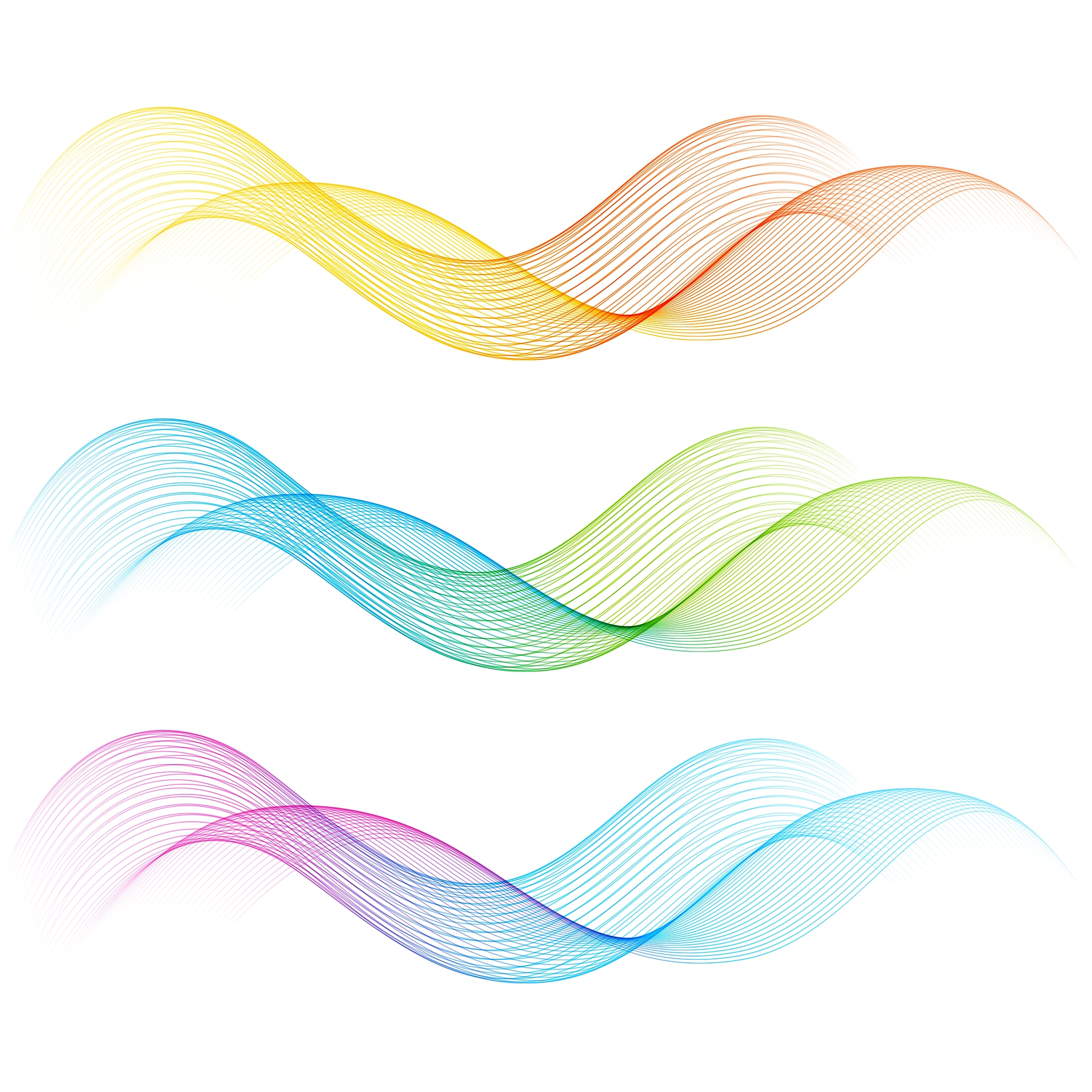 set of color curve lines