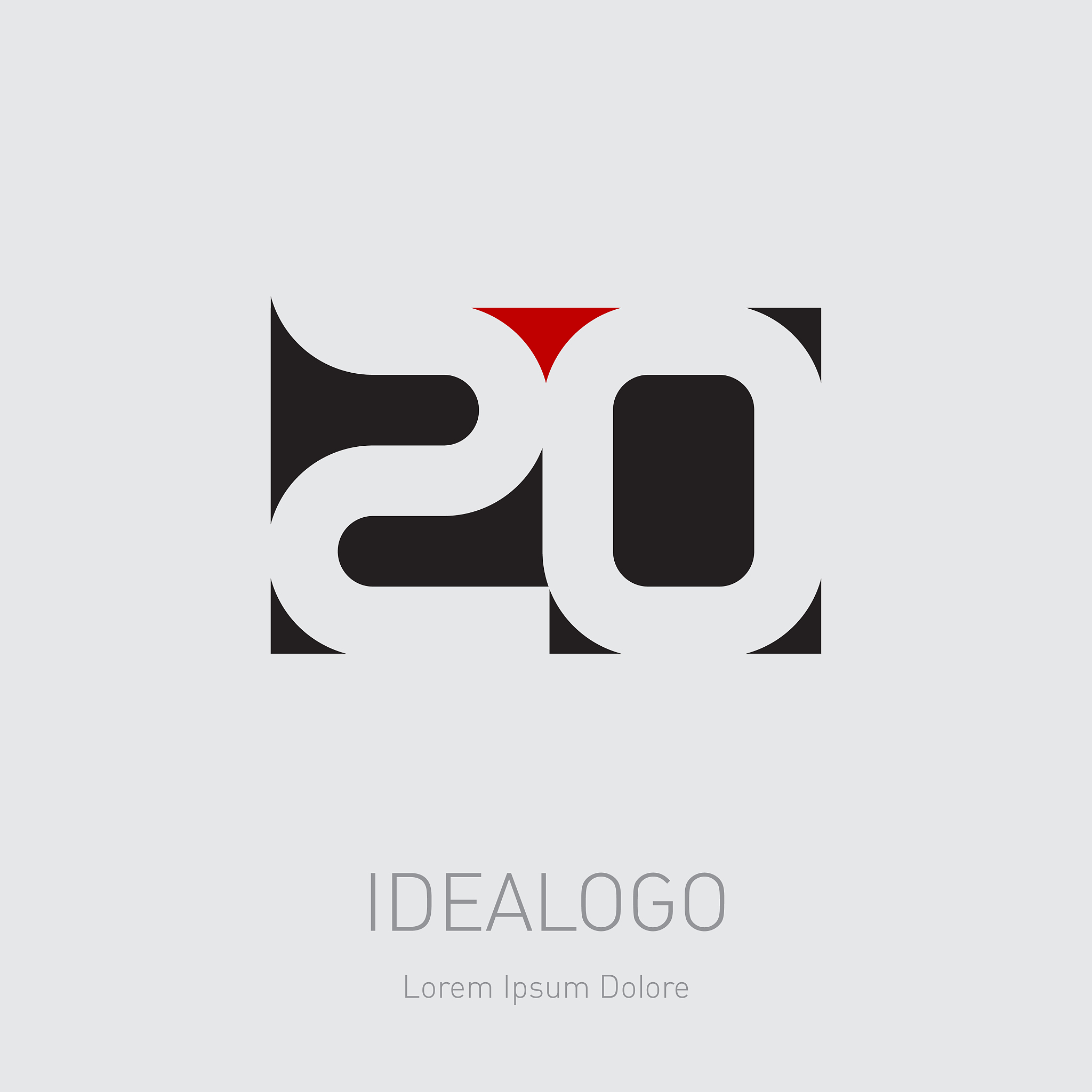 20 - design element or icon with numbers 2 and 0. logotype.
