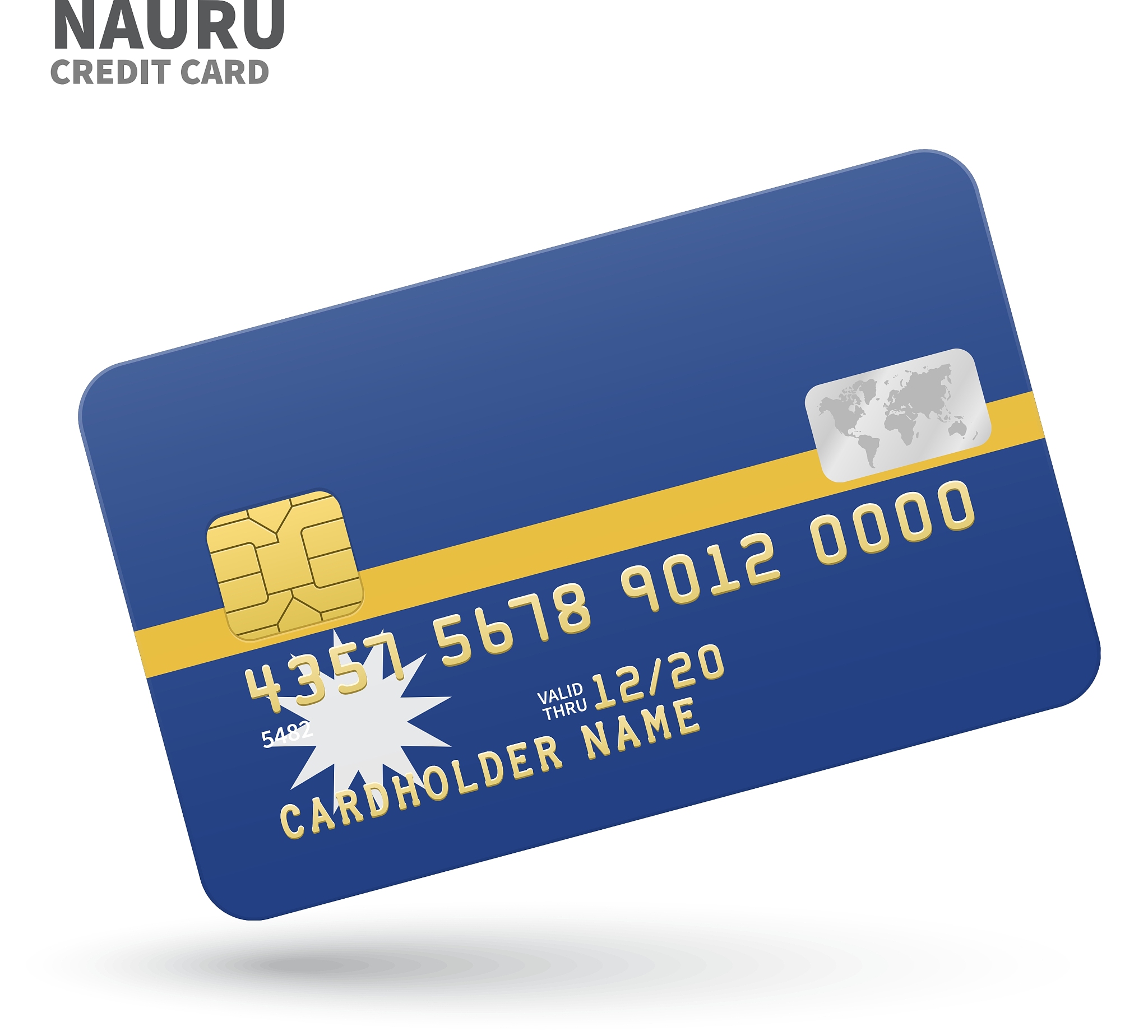 credit card with nauru flag background for bank