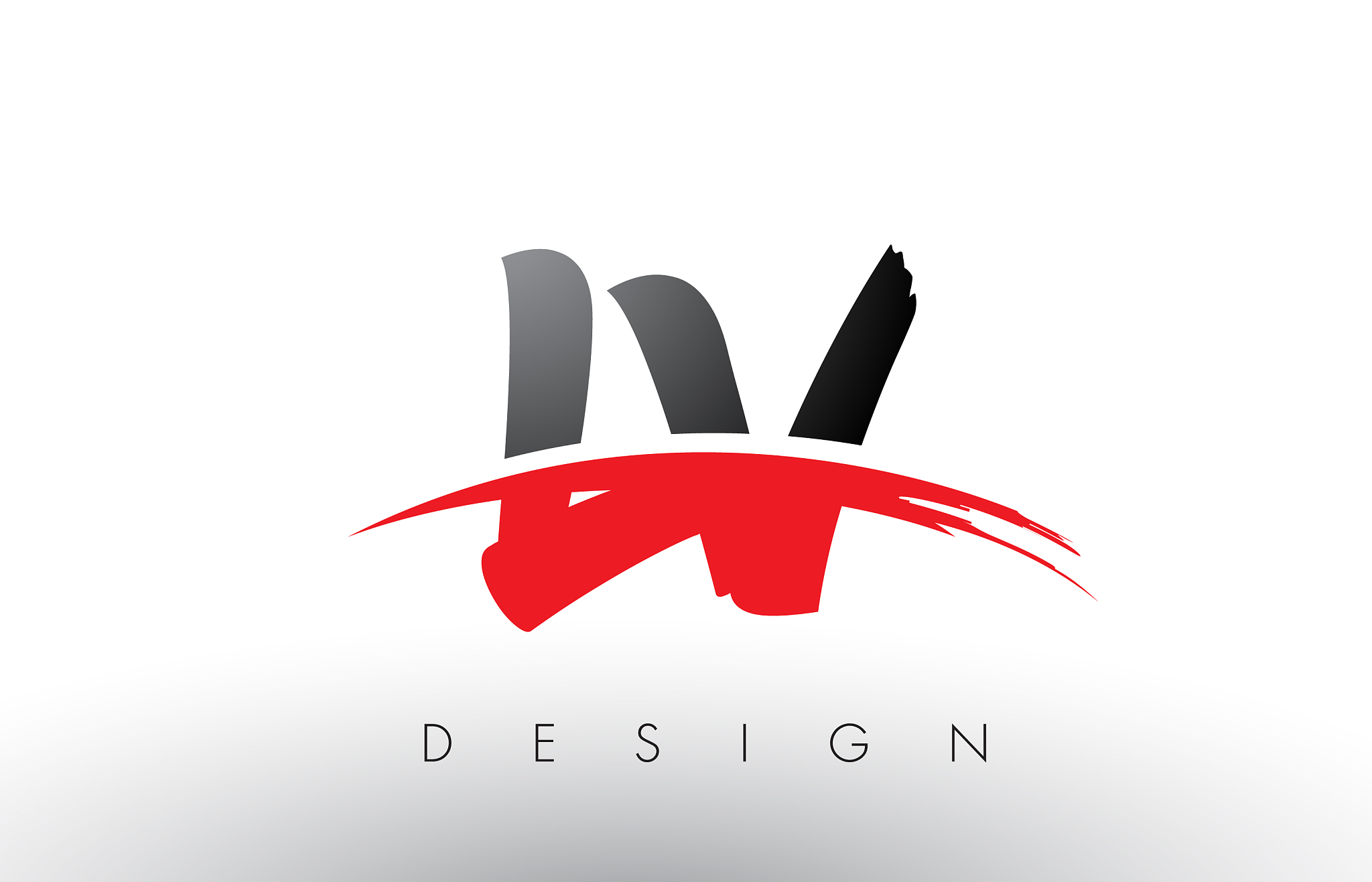 lv l v brush logo letters with red and black