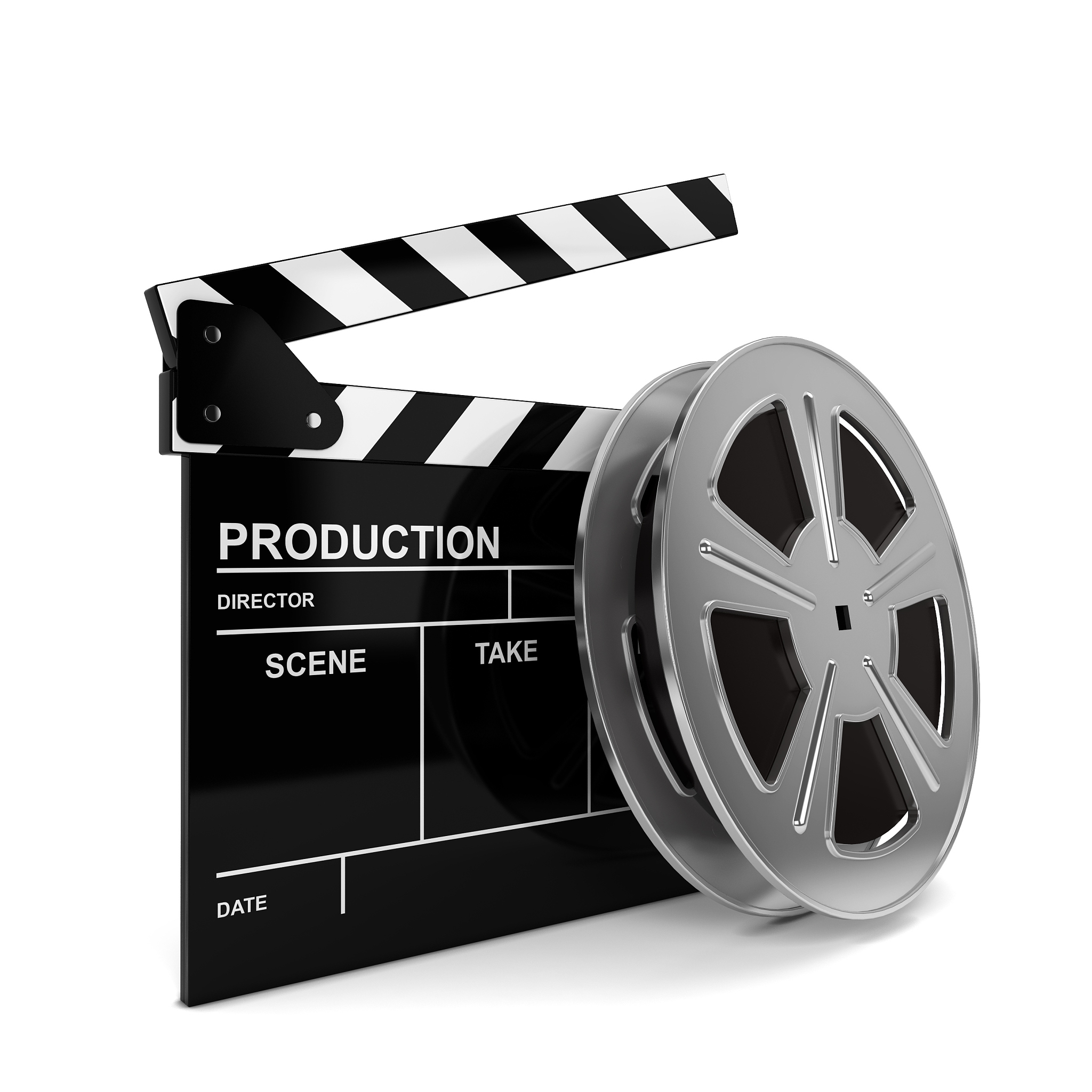 cinema film and clap board