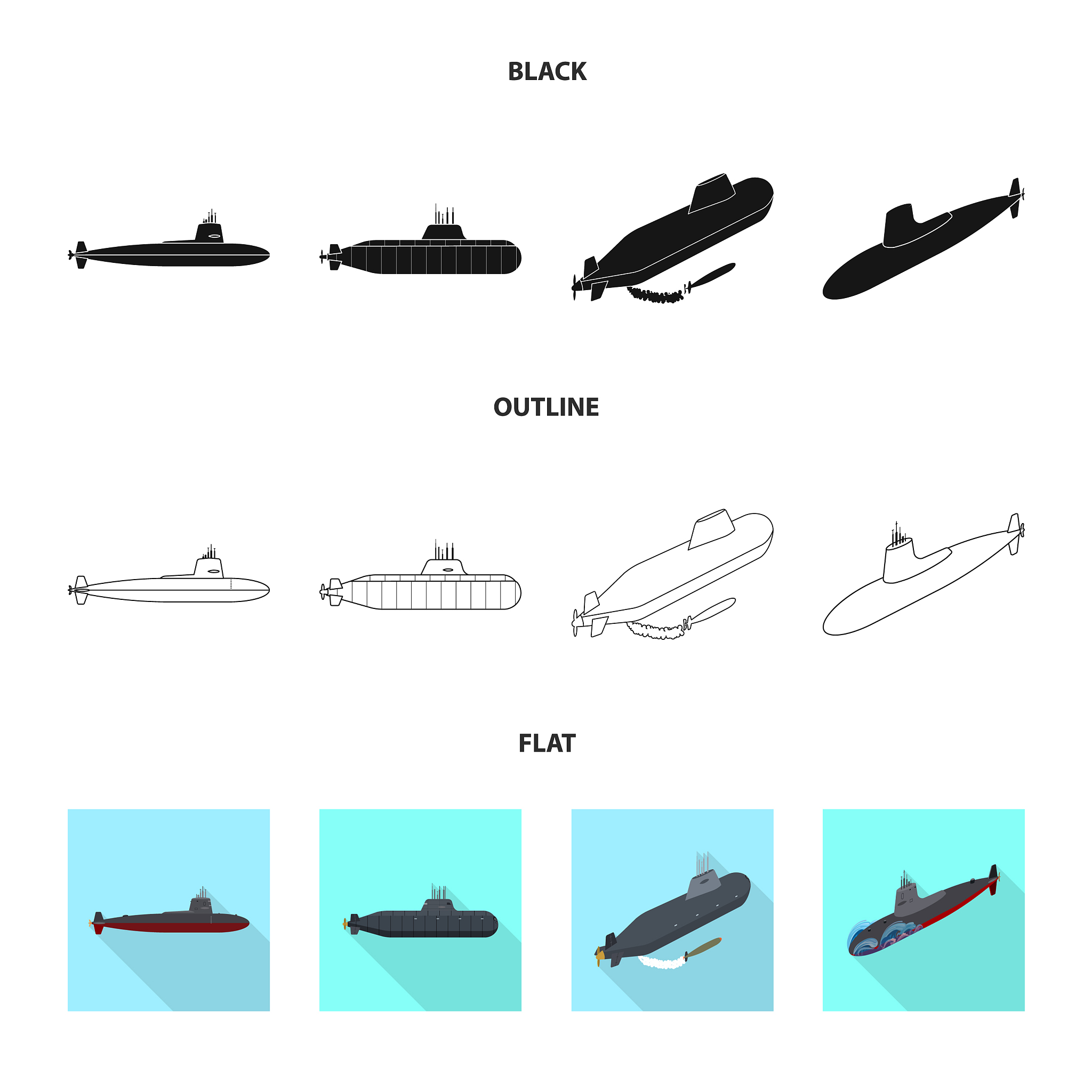 war and ship logo set of