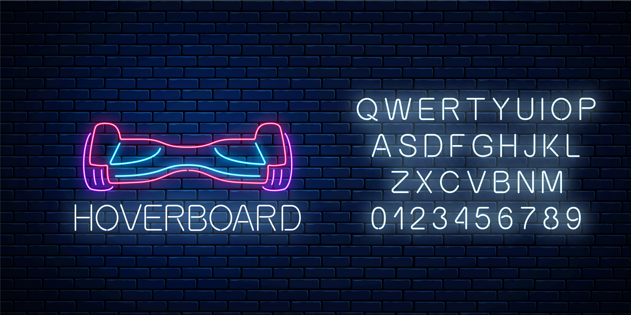 glowing neon sign electric hoverboard with