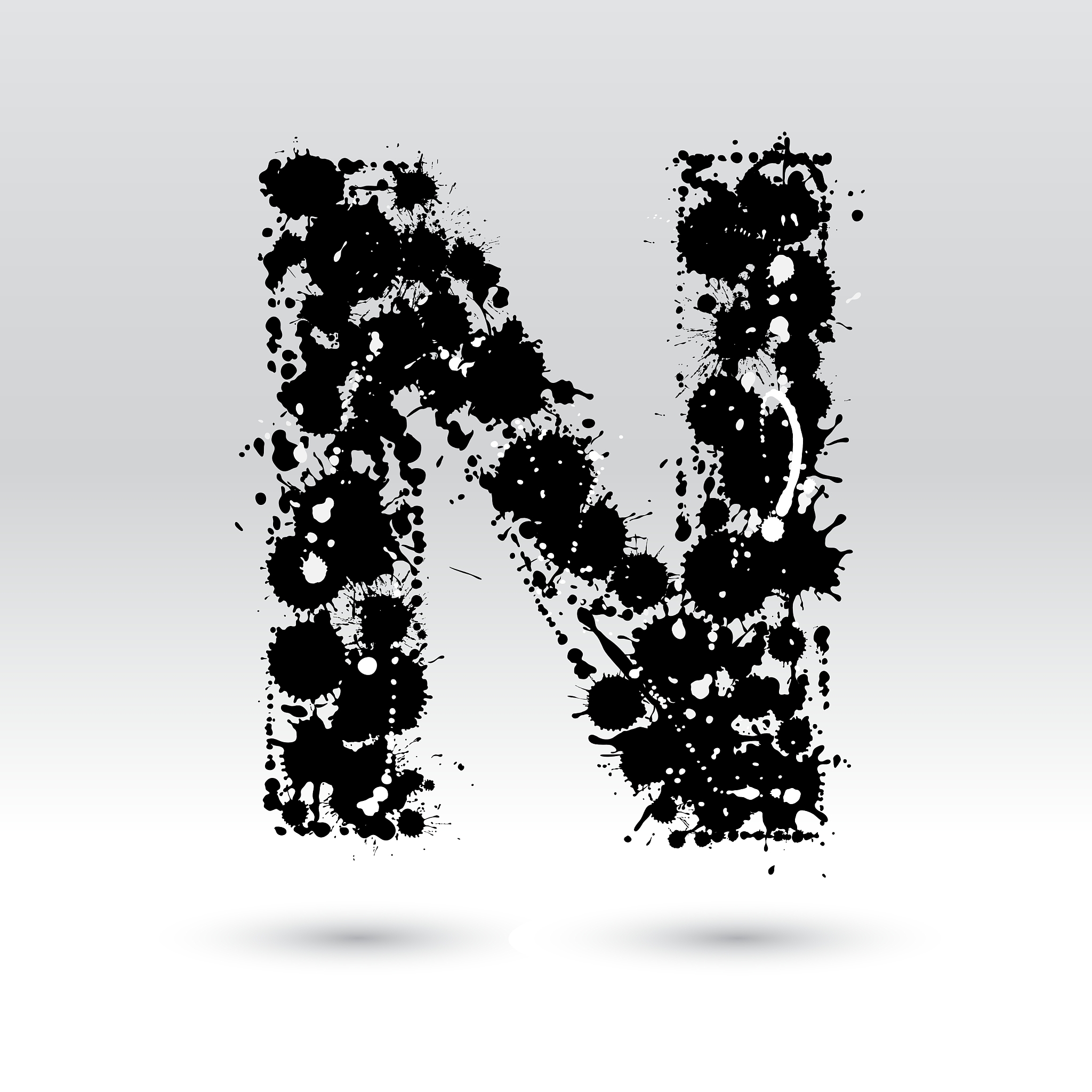 letter n formed by inkblots