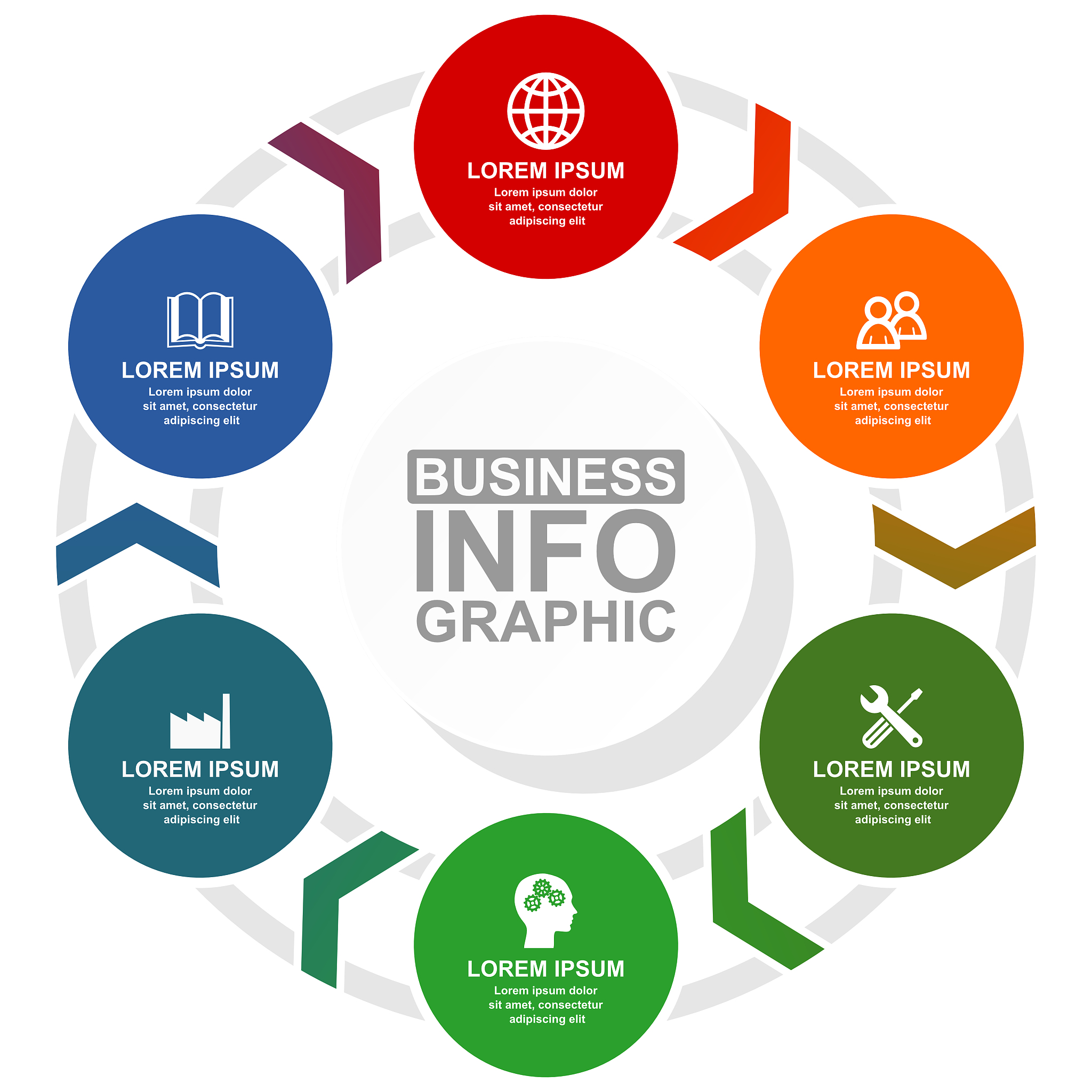 business, industry, education and technology circular infographi
