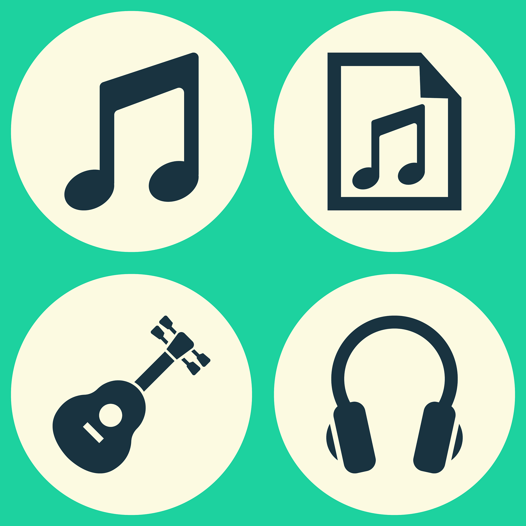 music icons set collection of file music