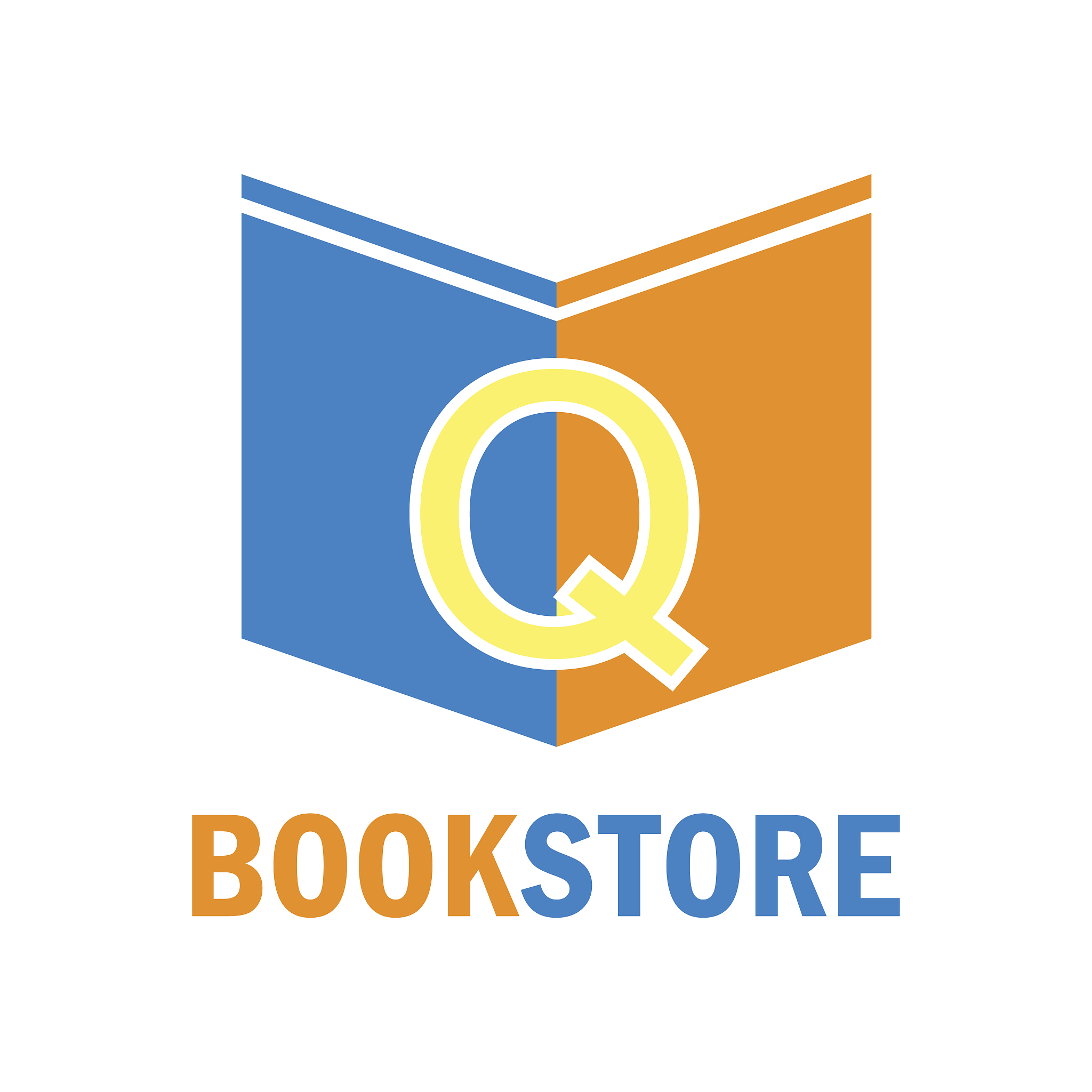 book store icon with alphabet q on the cover. vector illustratio