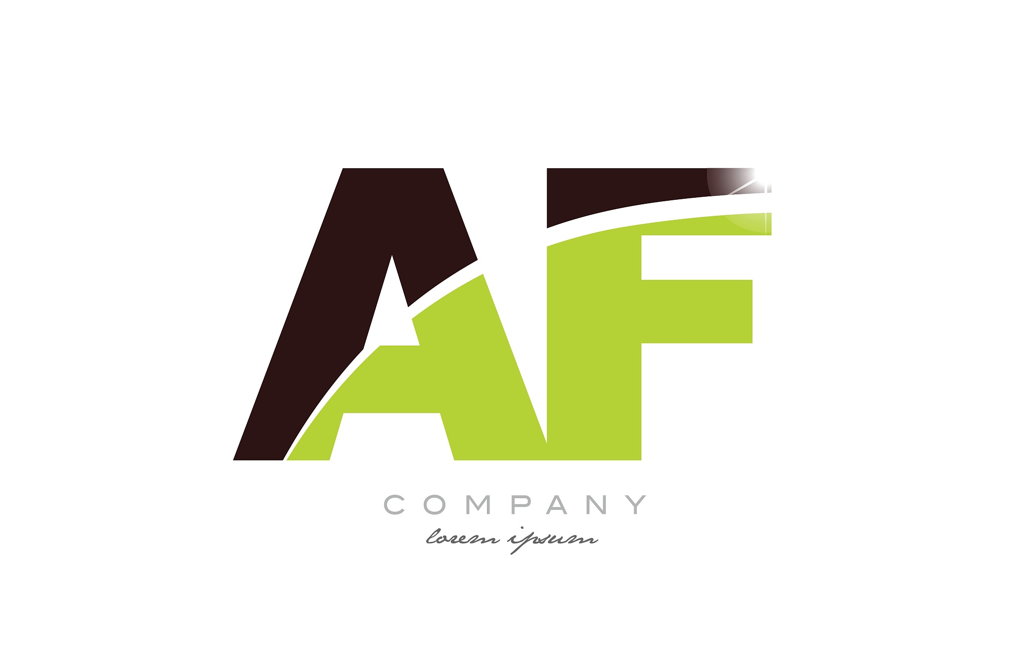 letter af a f alphabet combination in green and brown color for
