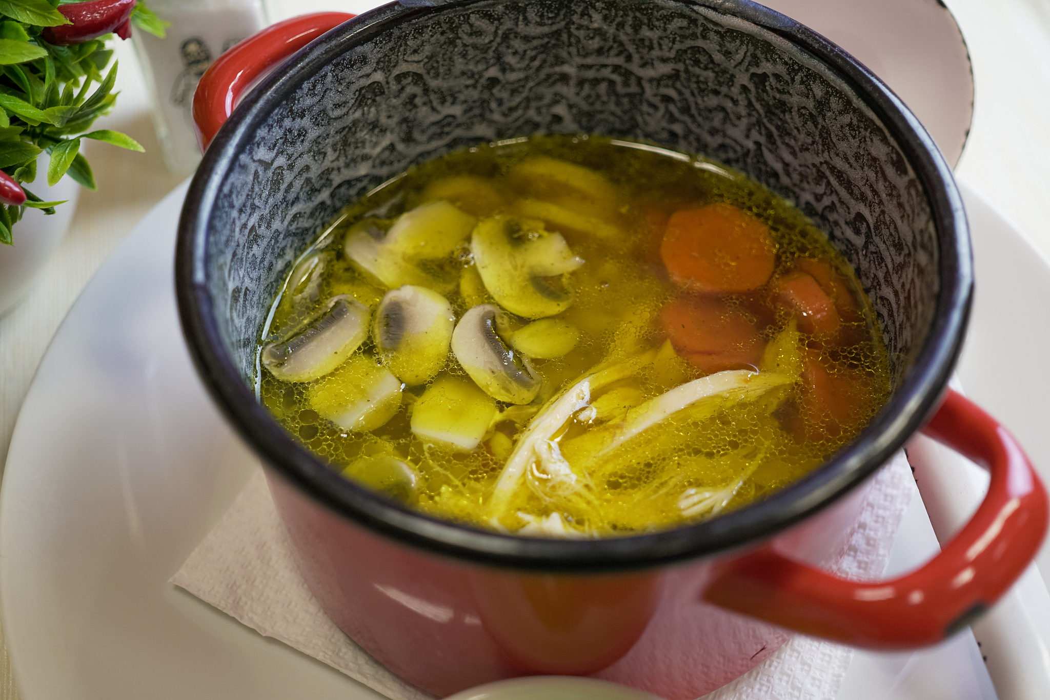 soup on a restaurant table