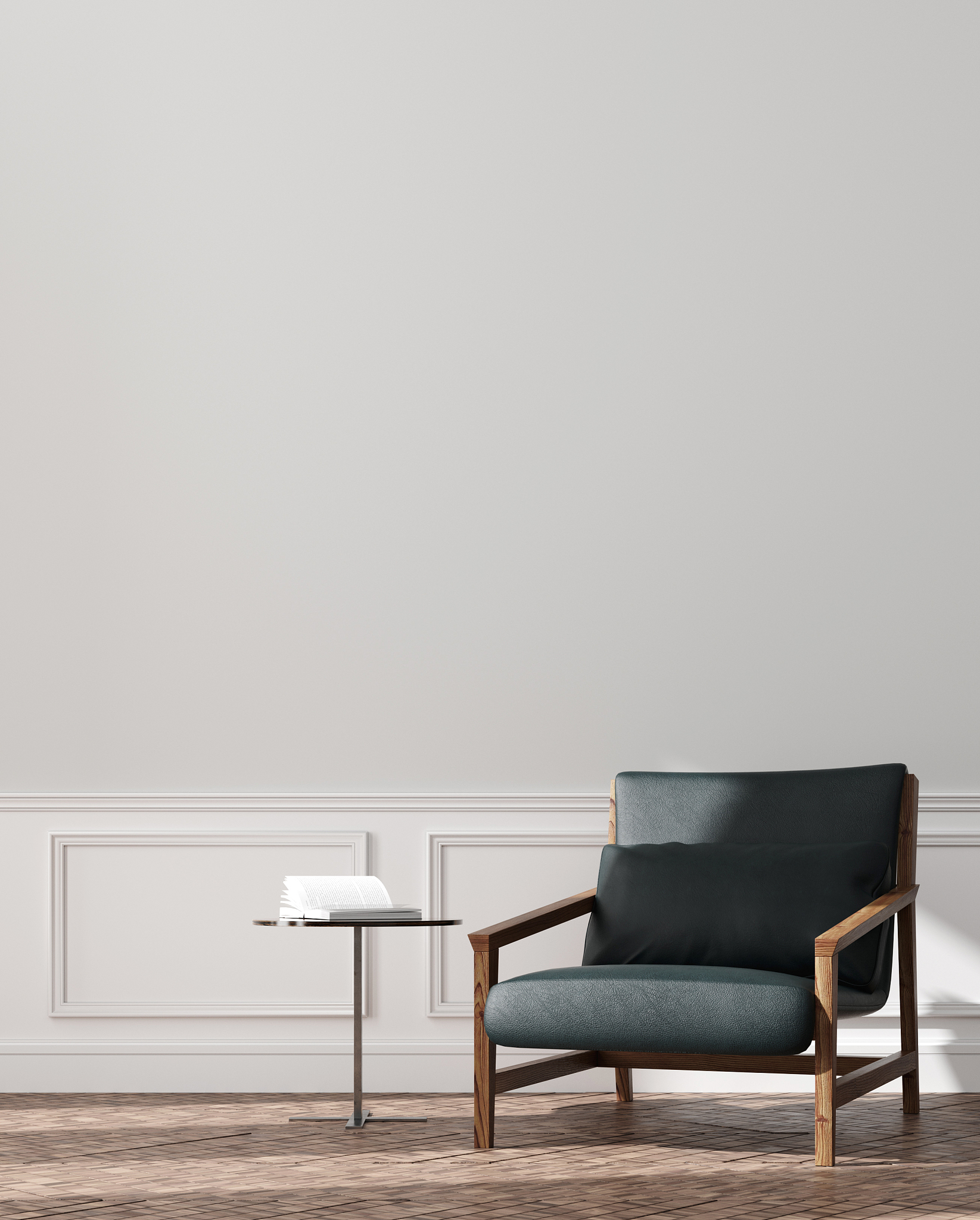 modern home interior, wall mock up